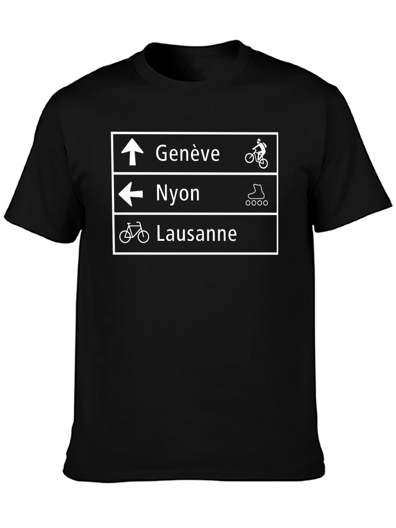 Genève Nyon Lausanne T-Shirt - Black