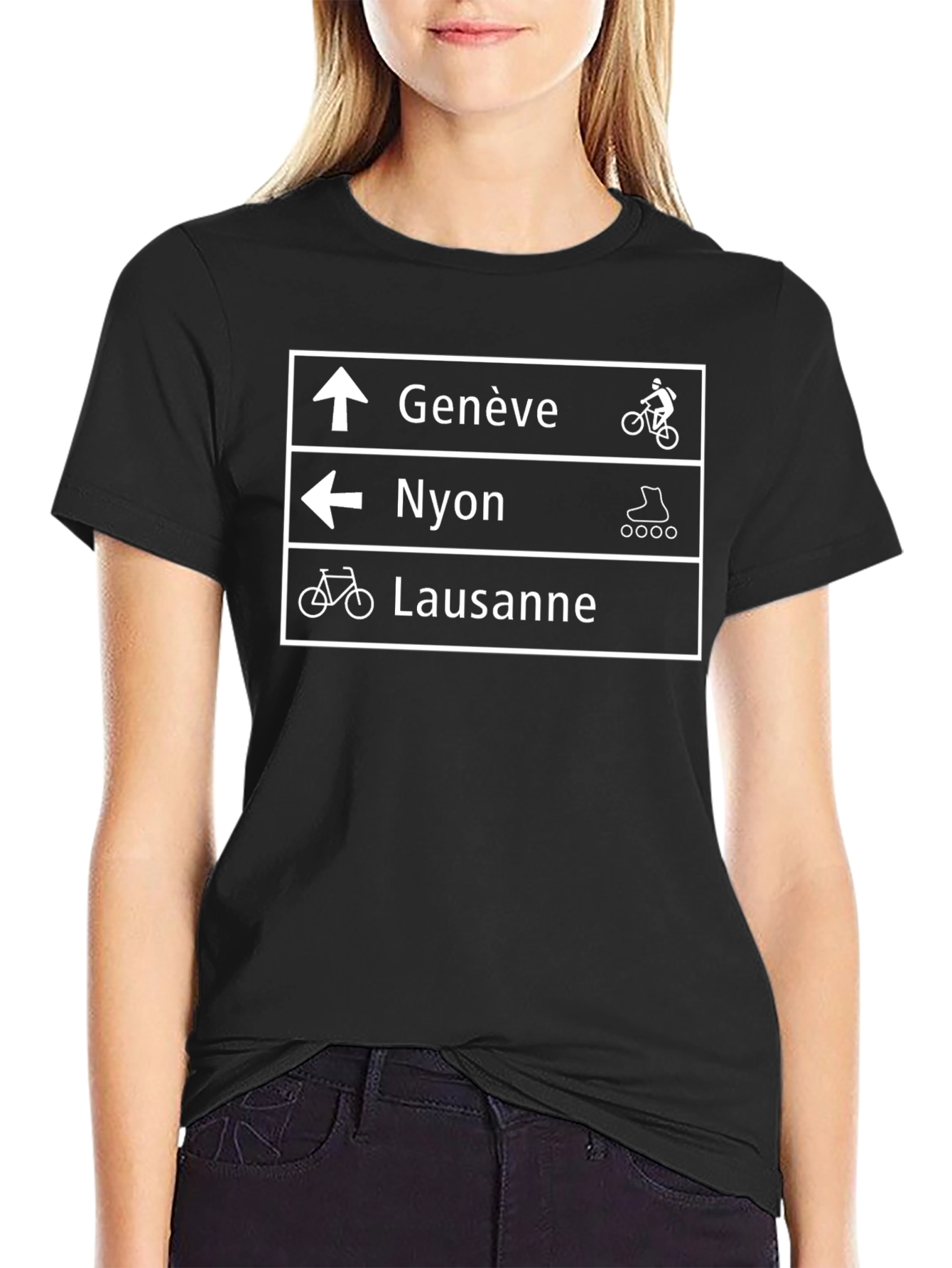 Genève Nyon Lausanne T-Shirt - Black
