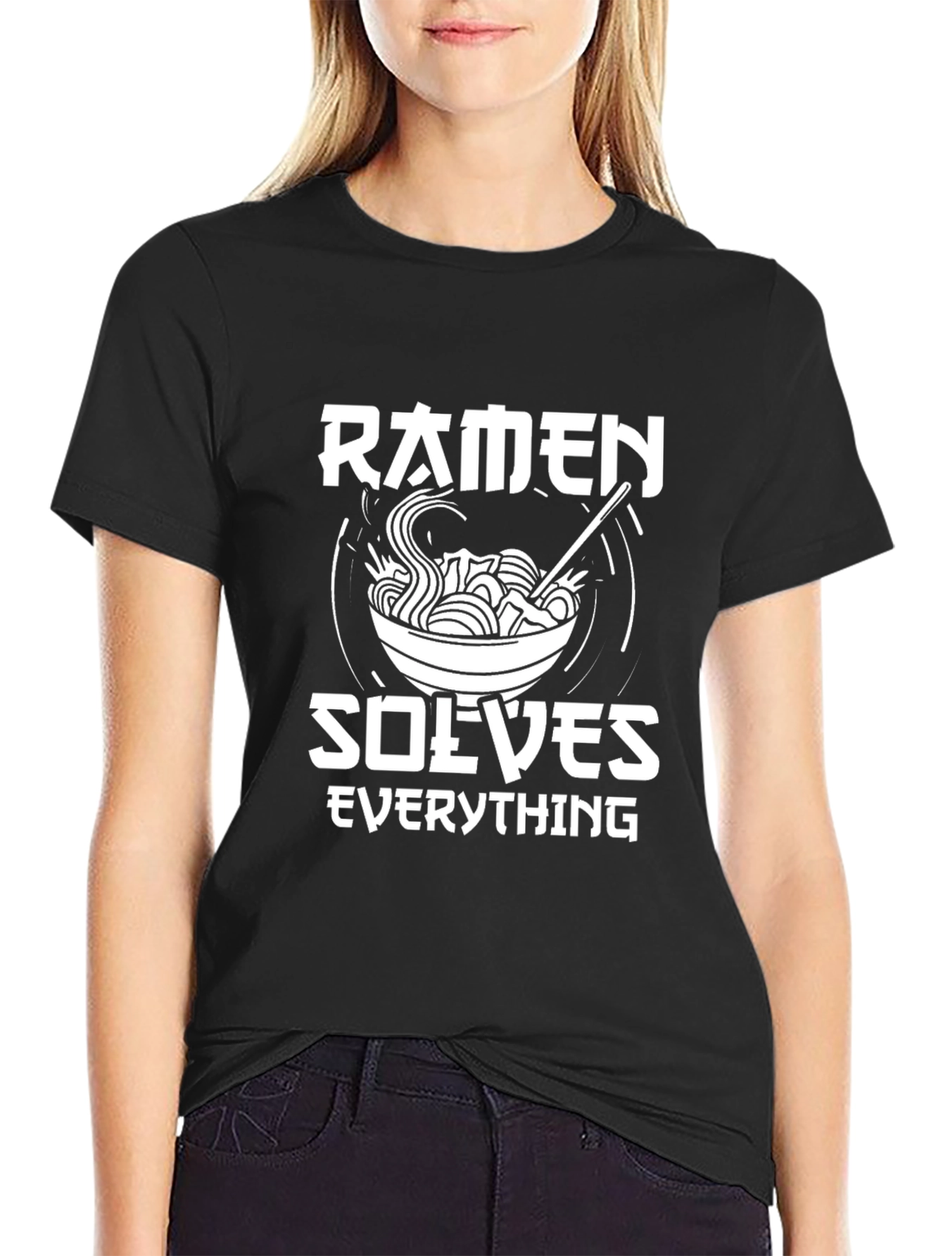 Ramen Solves Everything T-Shirt - Funny Foodie Tee