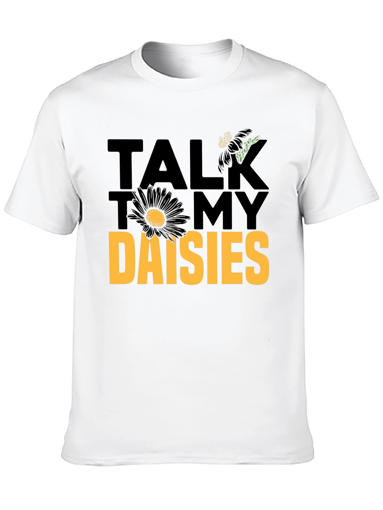 Talk to My Daisies Graphic Tee - Black