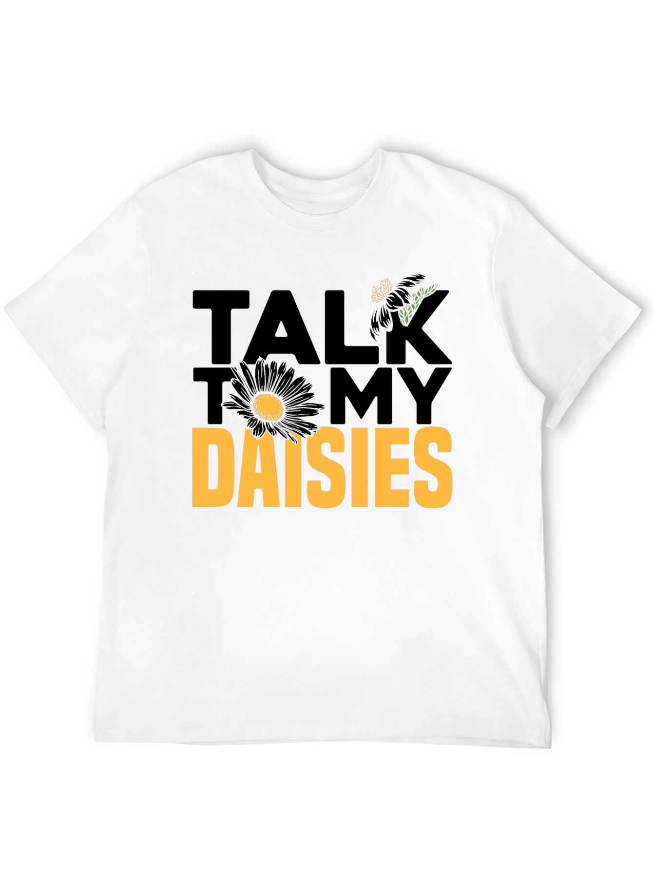 Talk to My Daisies Graphic Tee - Black