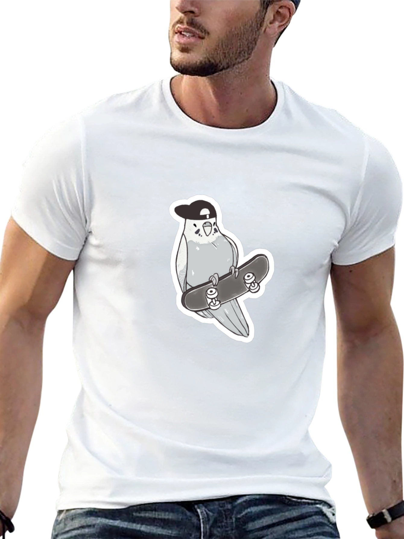 Cool Bird Skateboard Graphic Tee