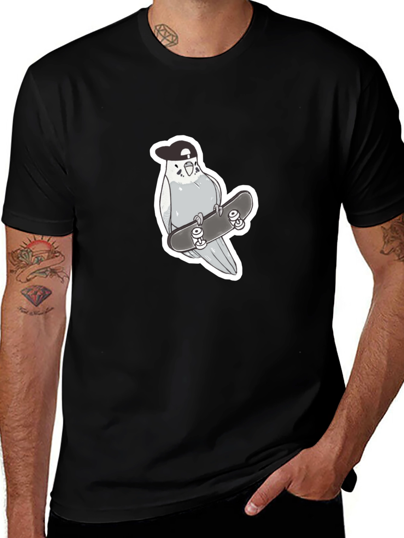 Cool Bird Skateboard Graphic Tee