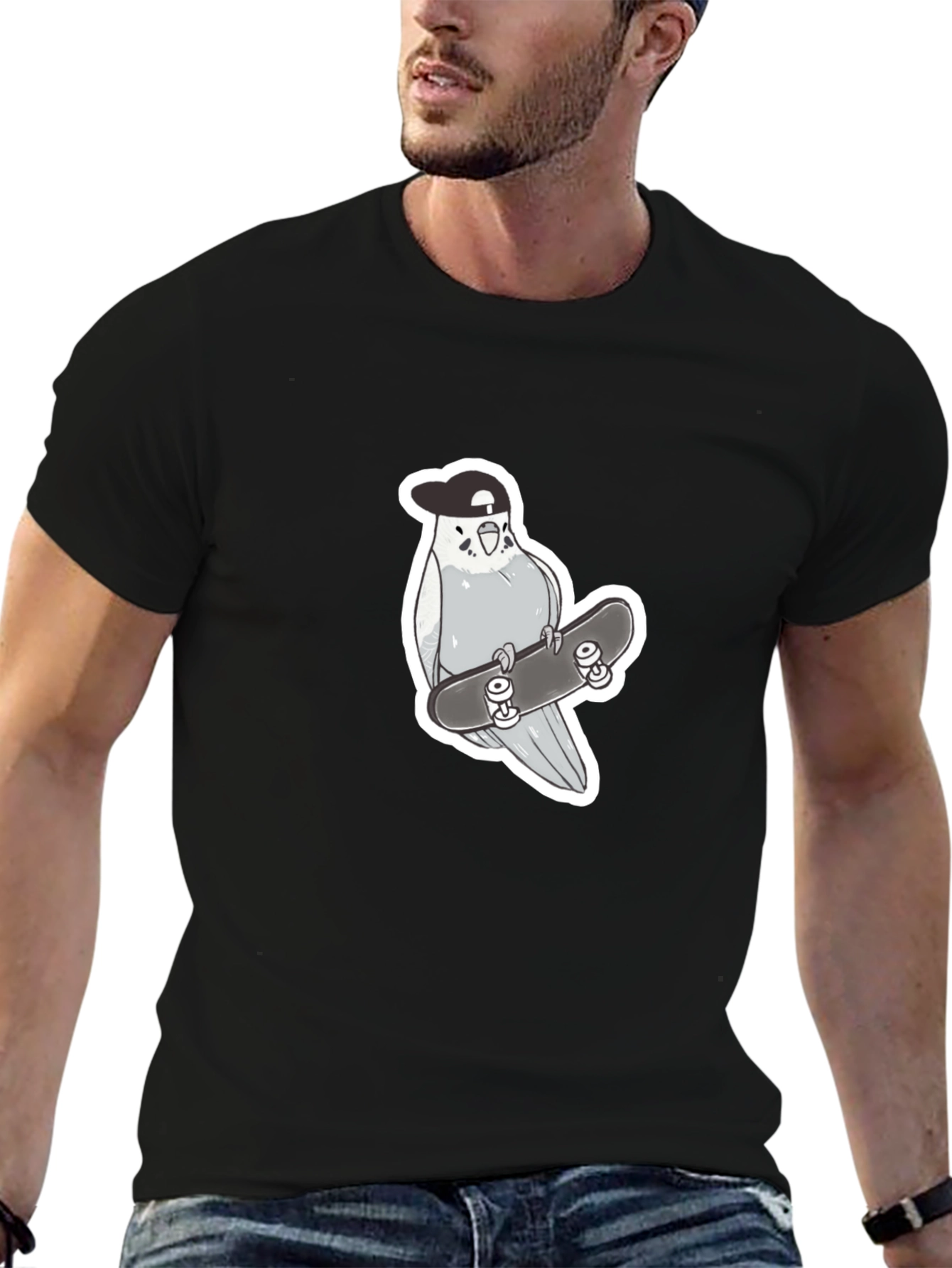 Cool Bird Skateboard Graphic Tee