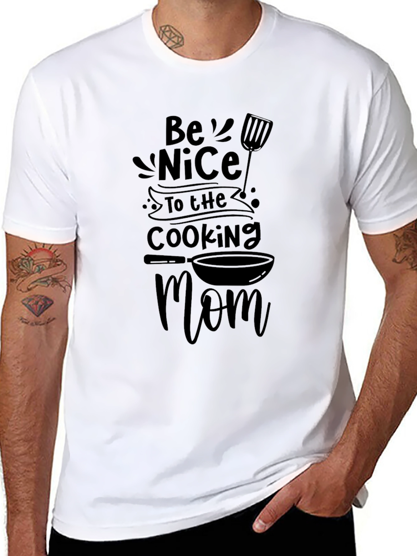 Be Nice To The Cooking Mom Black T-Shirt