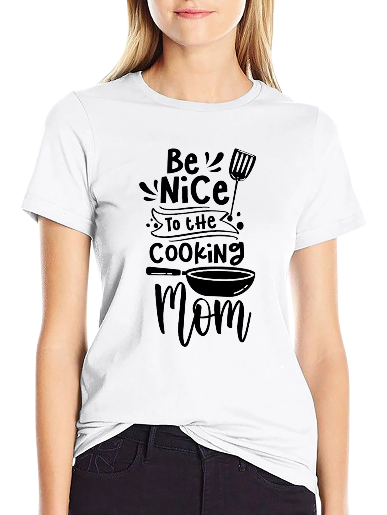 Be Nice To The Cooking Mom Black T-Shirt