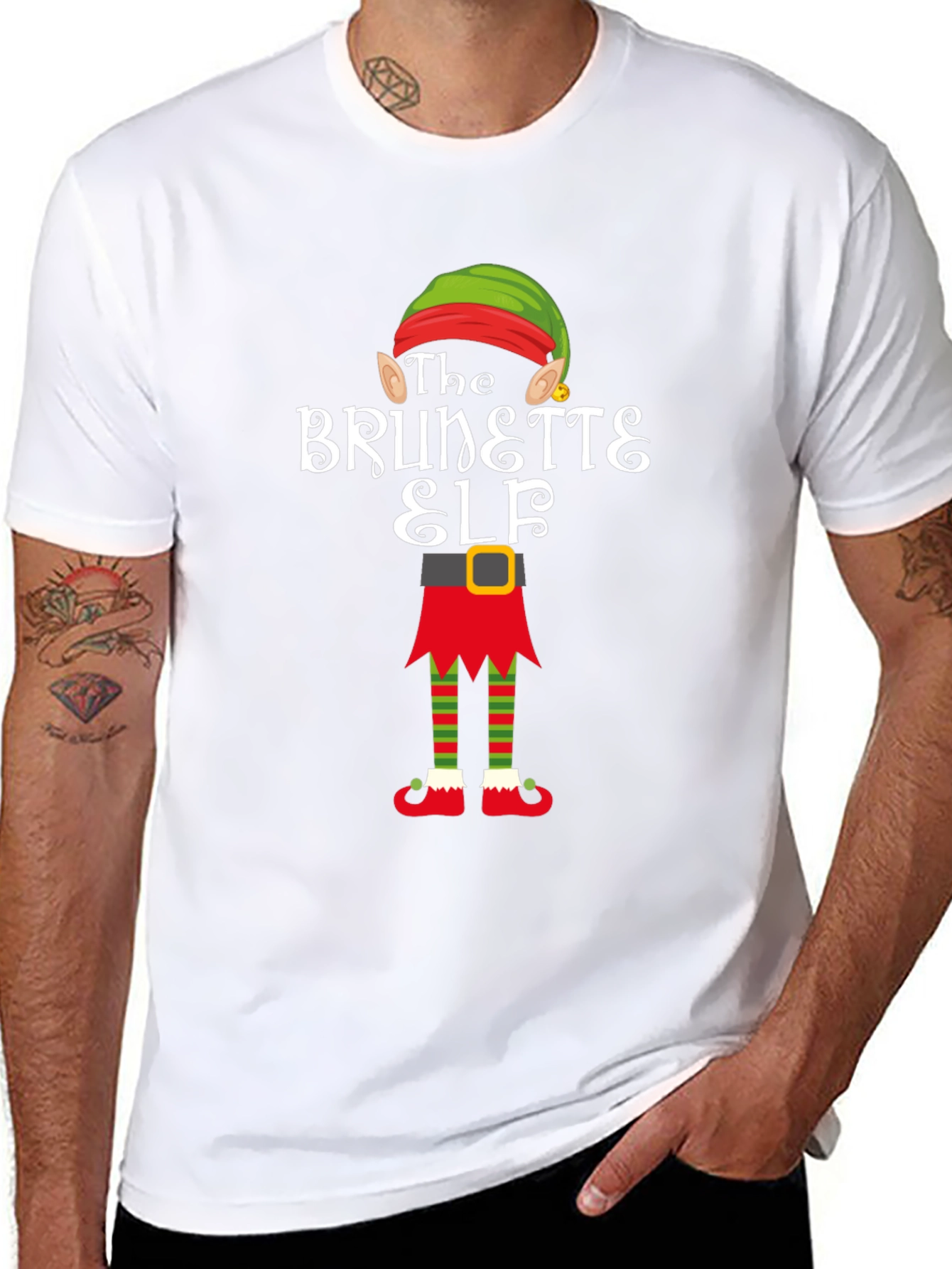 Brunette Elf Christmas T-Shirt