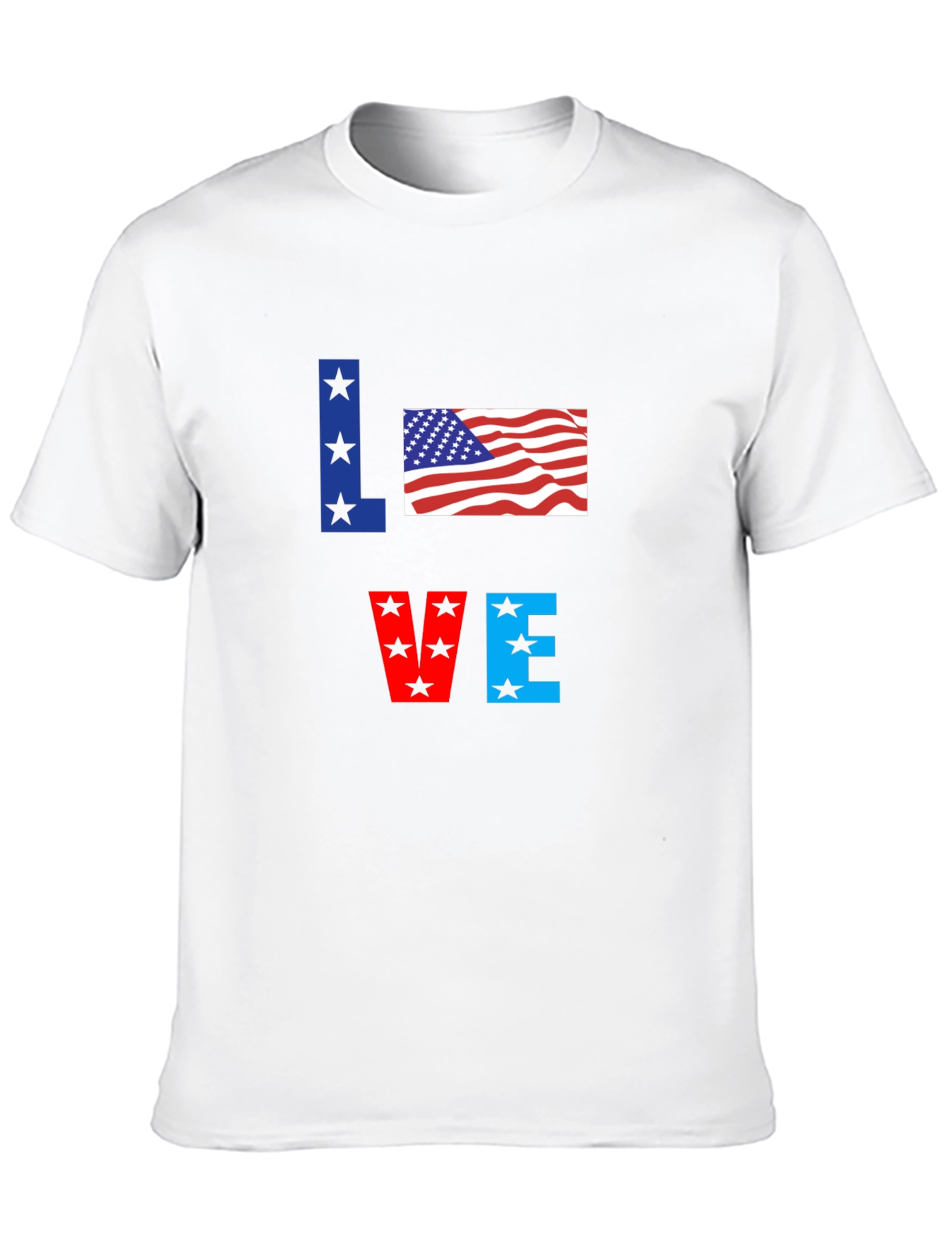 Patriotic Love USA Flag Graphic T-Shirt
