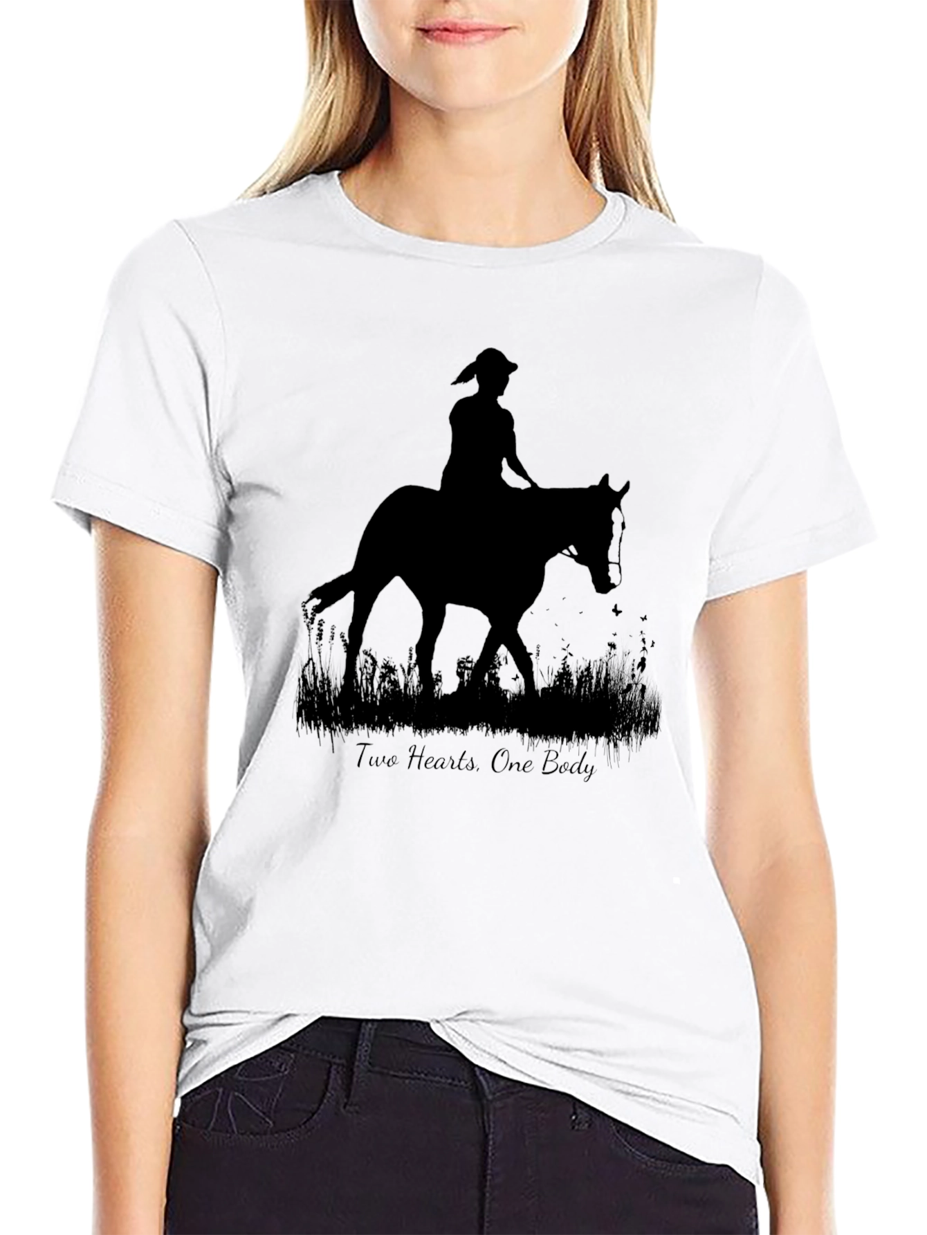 Two Hearts One Body Silhouette Black Tee