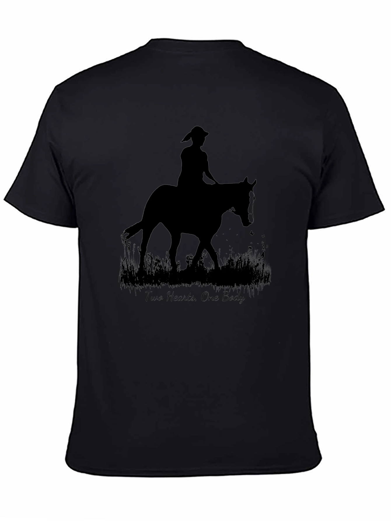 Two Hearts One Body Silhouette Black Tee