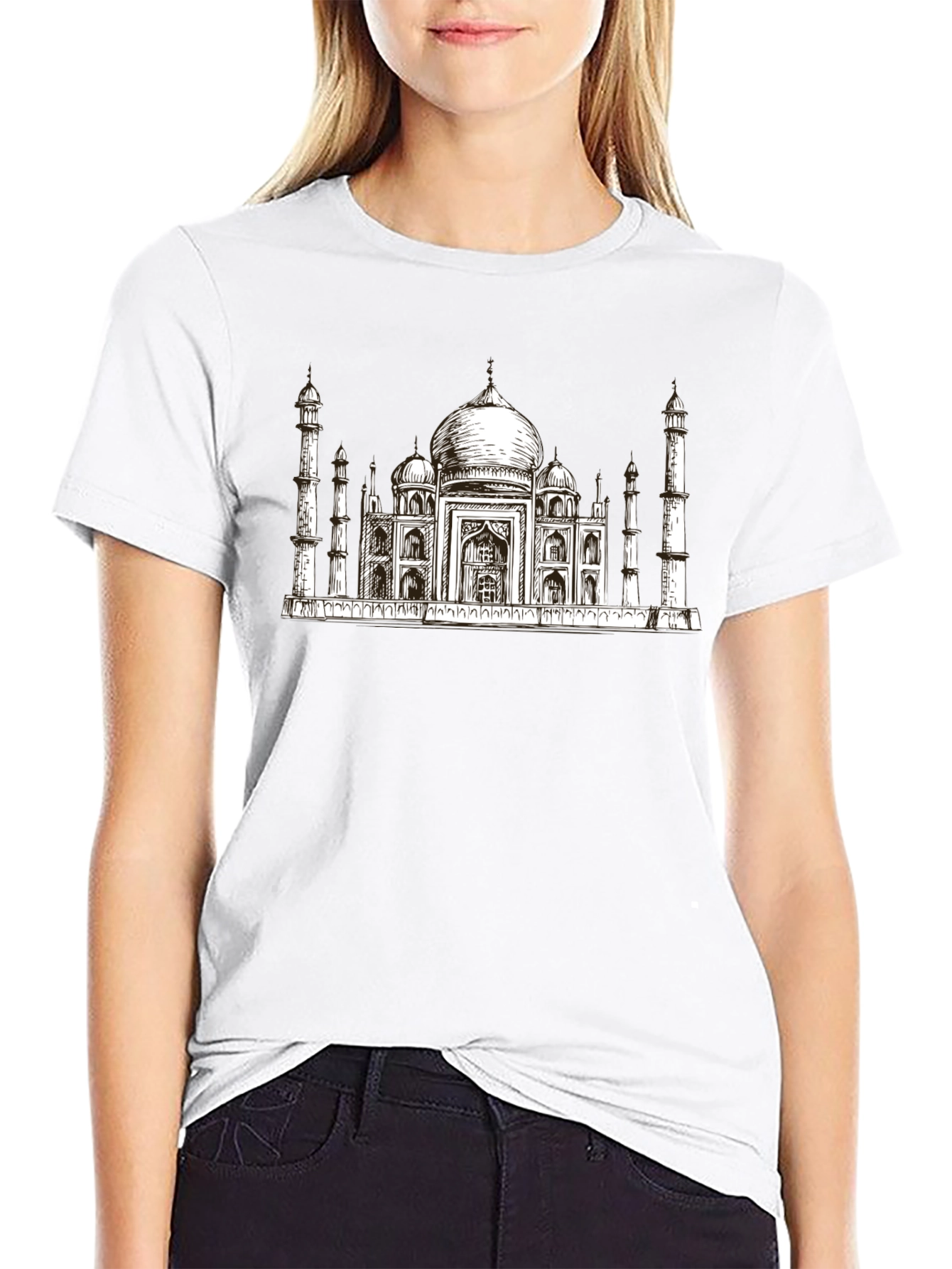 Taj Mahal Graphic Print Black T-Shirt
