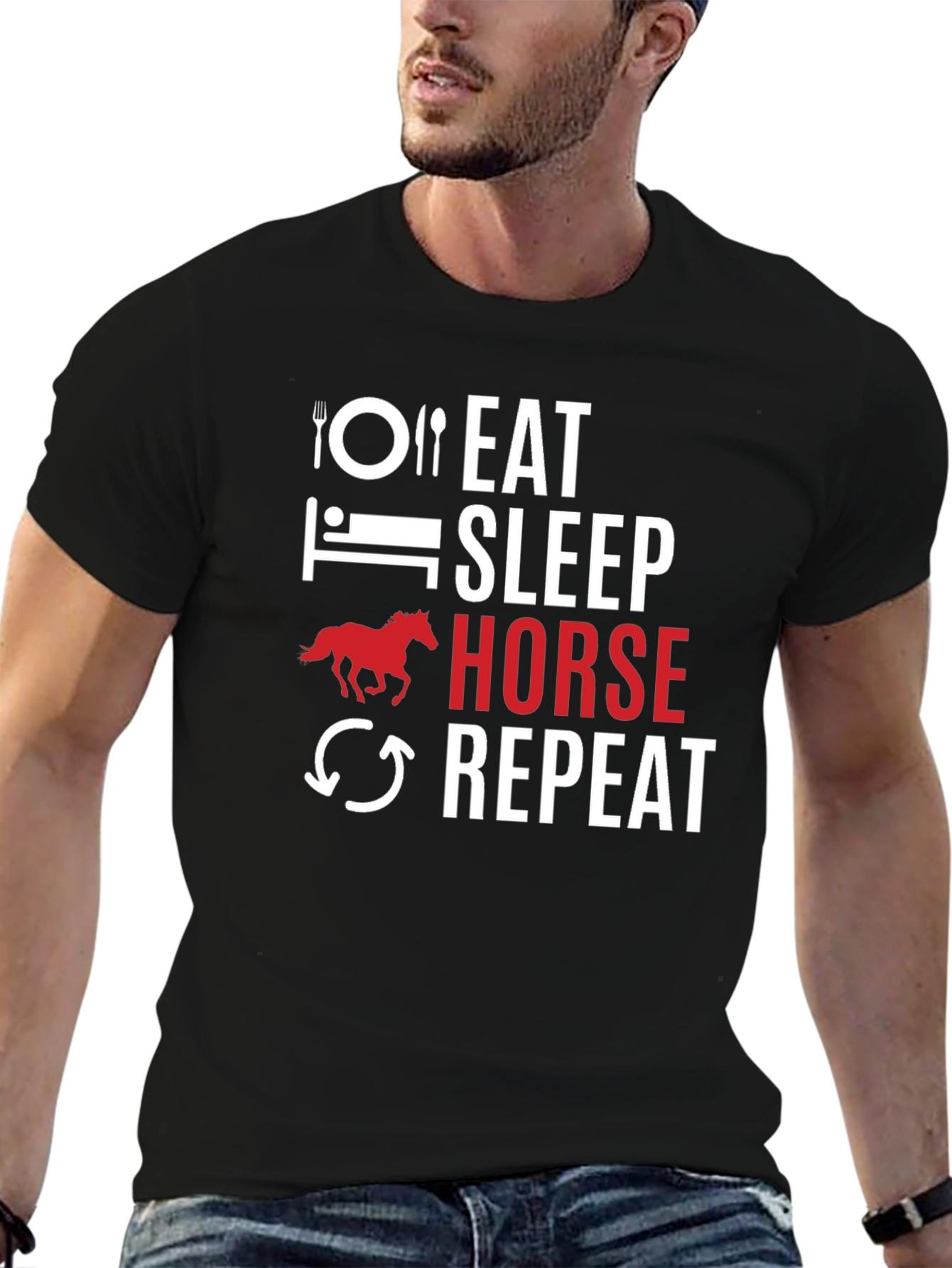 Eat Sleep Horse Repeat Graphic Tee