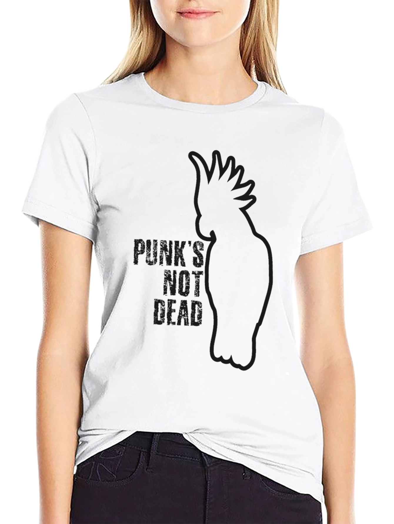 Black Punks Not Dead Parrot Graphic T-Shirt