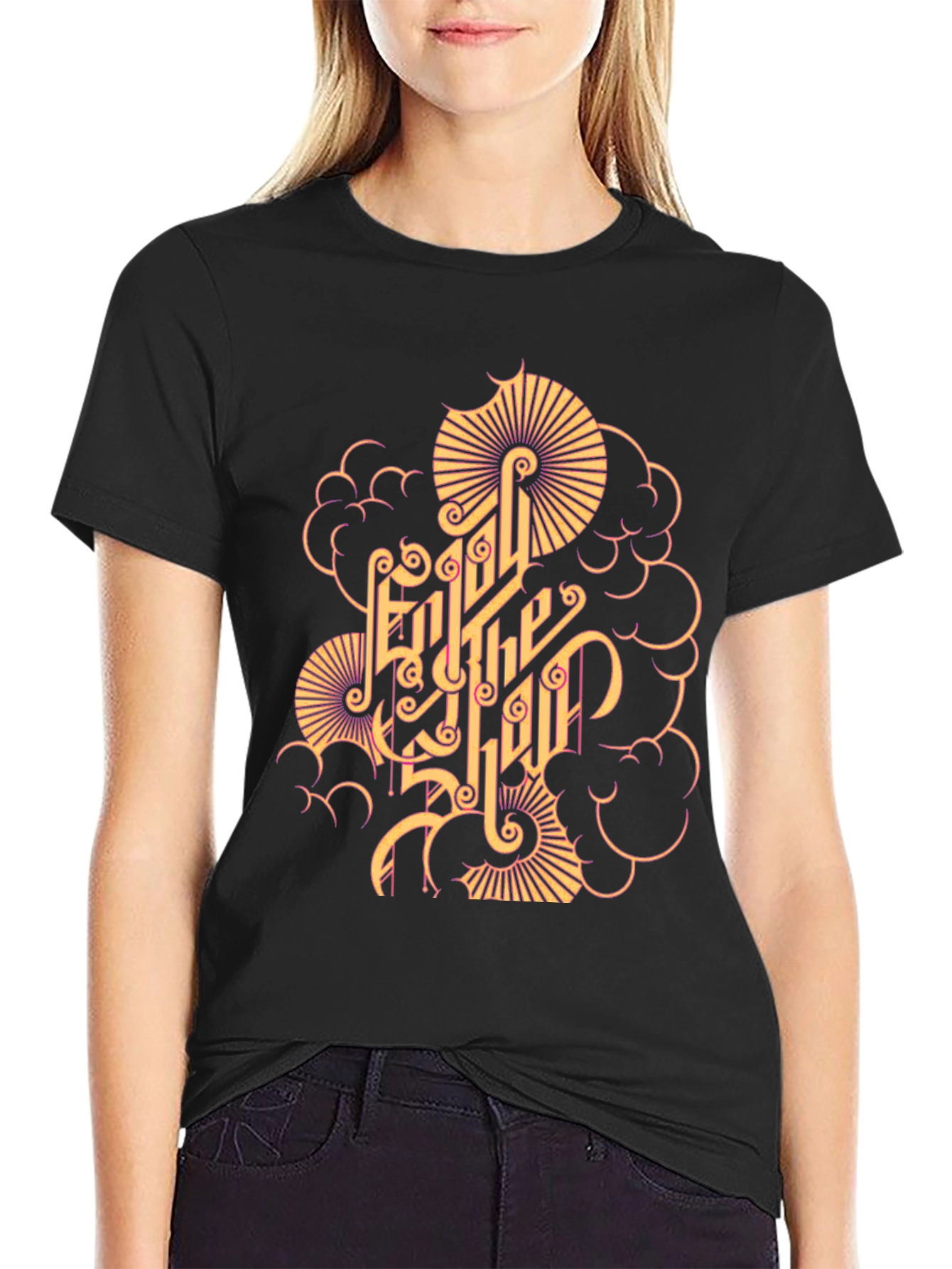 Stylish Graphic Print Black T-Shirt