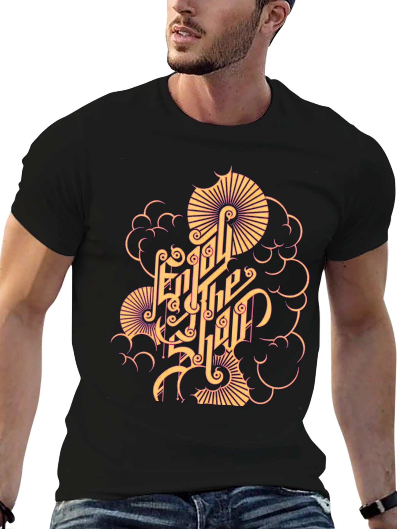 Stylish Graphic Print Black T-Shirt