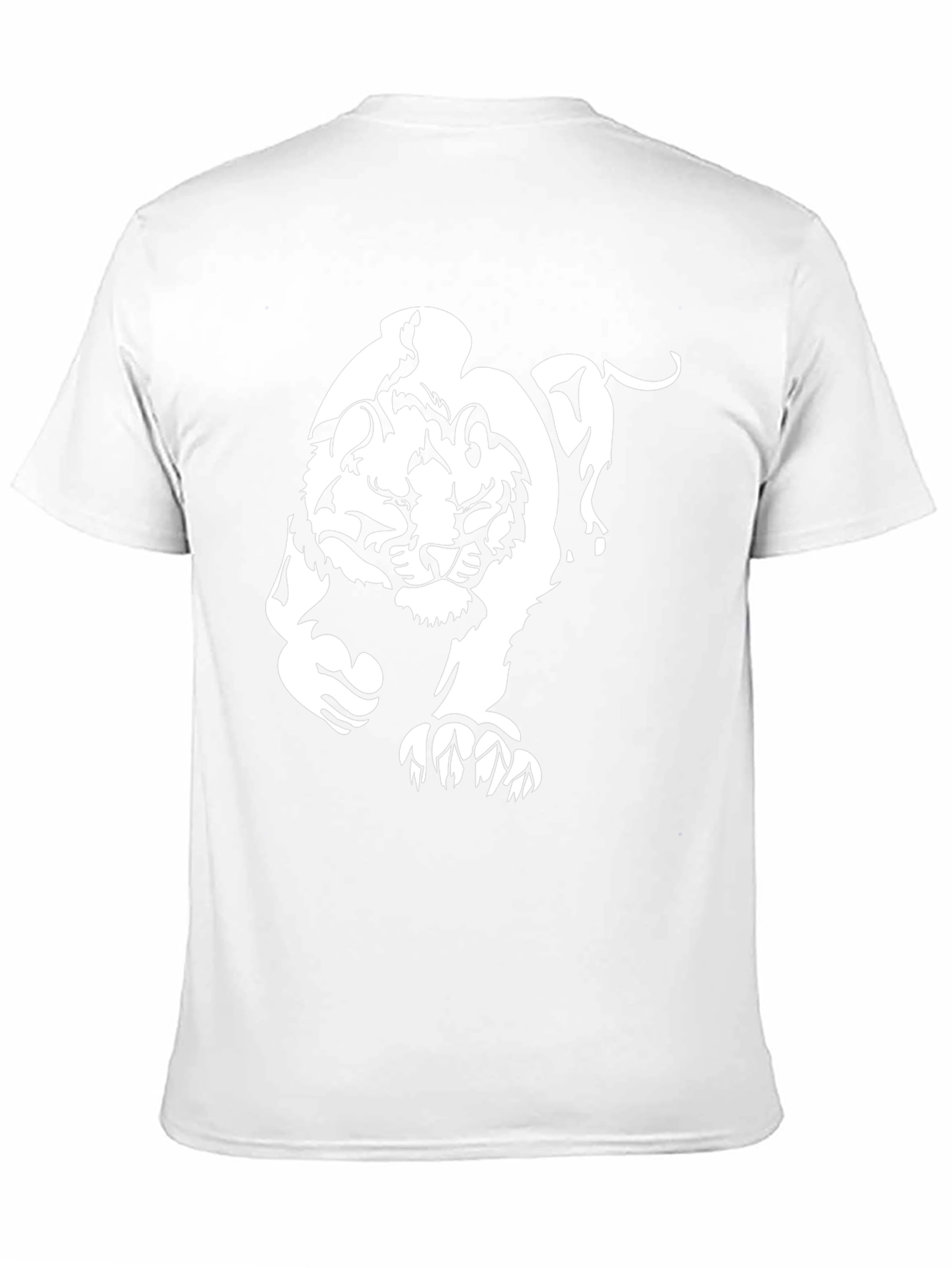 Black T-Shirt with Bold White Tiger Graphic