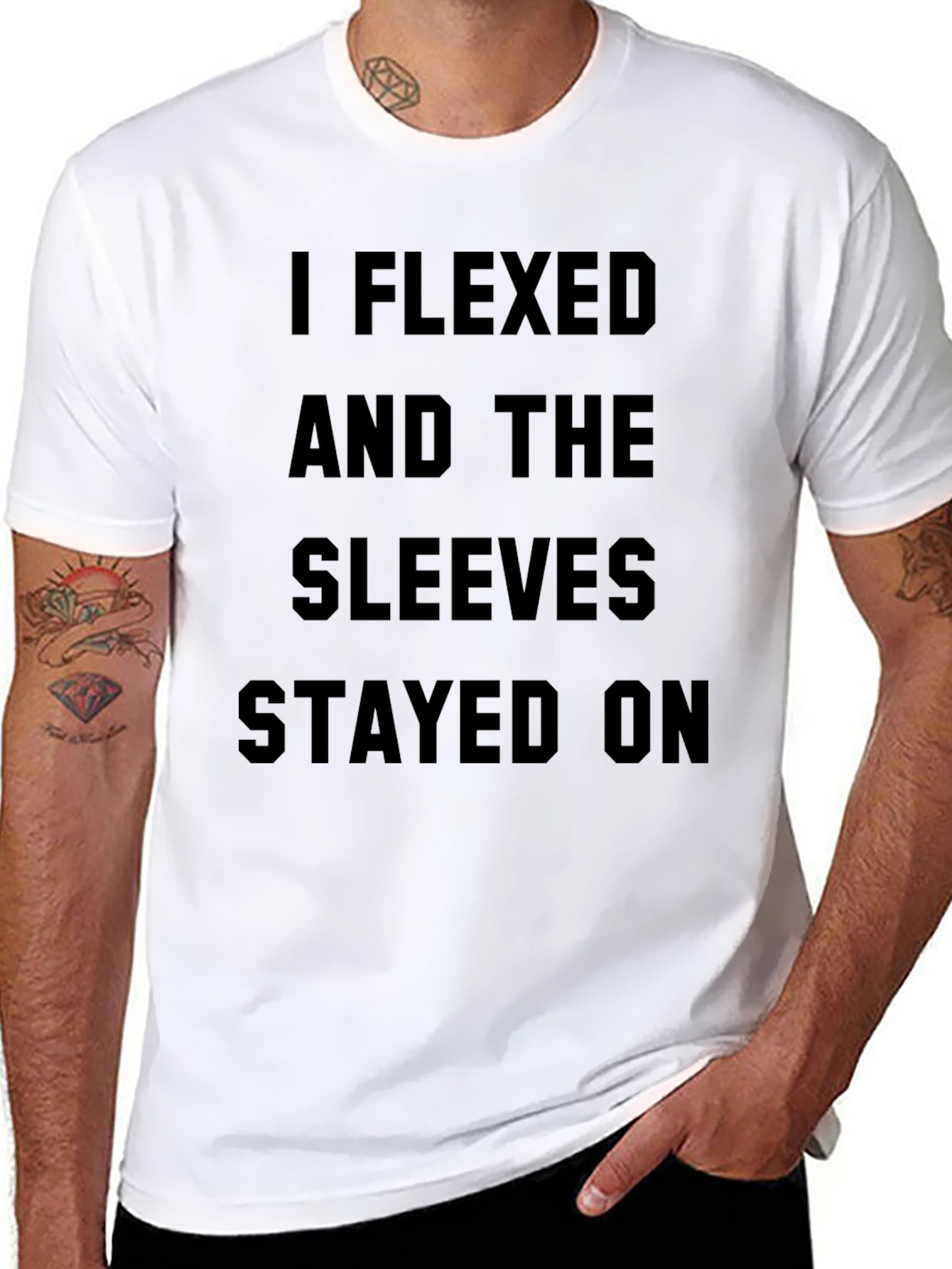 I Flexed and The Sleeves Stayed On Black T-Shirt