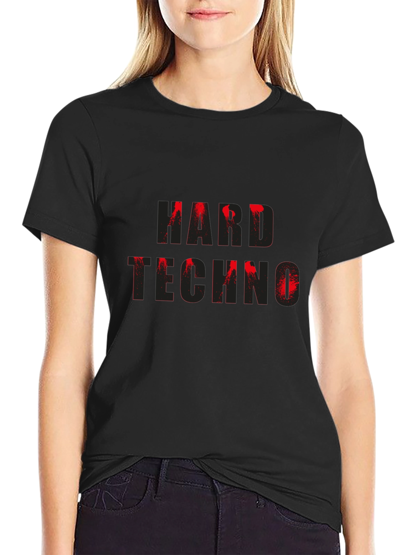 Hard Techno Graphic Print T-Shirt - Black