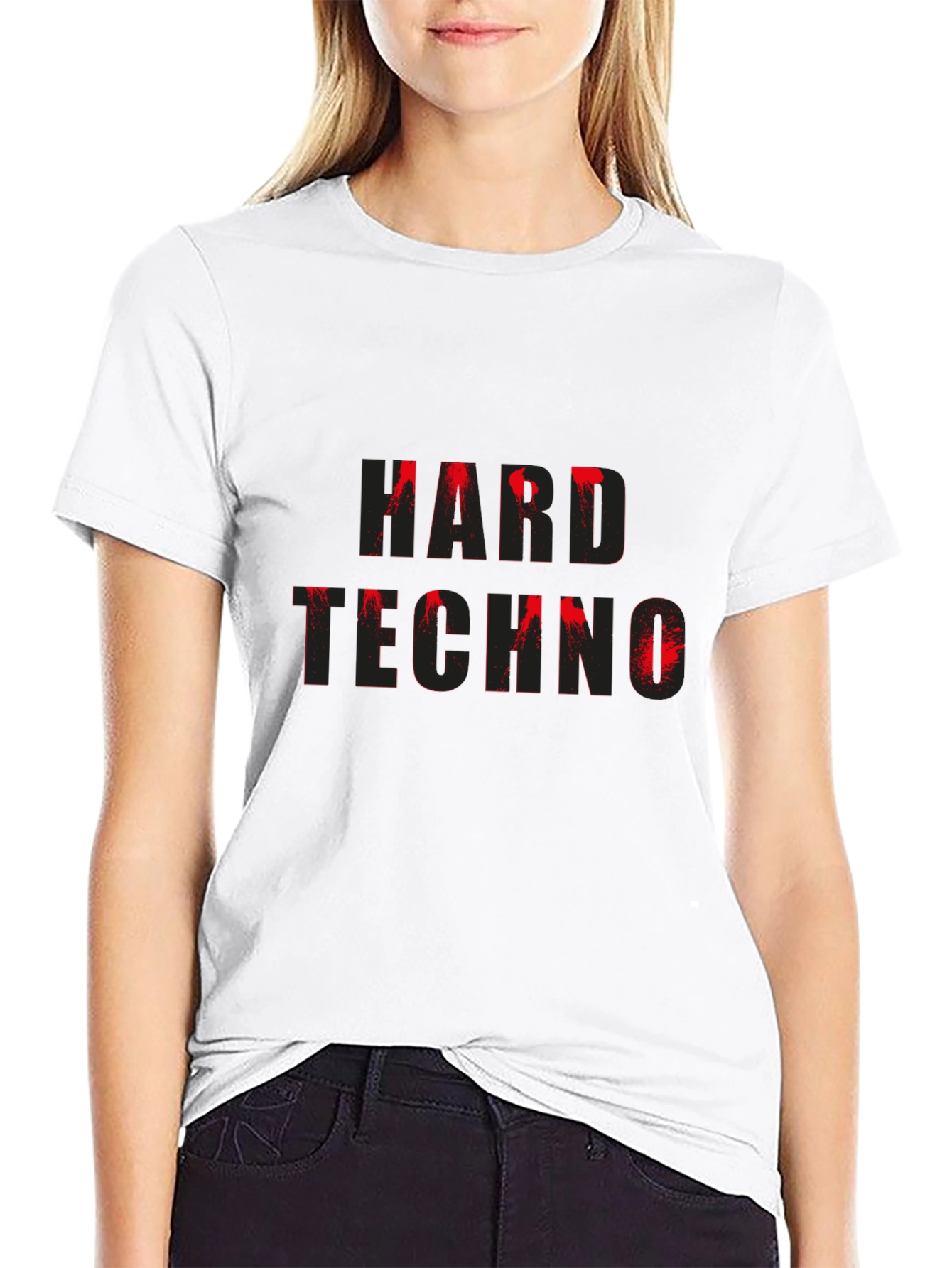 Hard Techno Graphic Print T-Shirt - Black