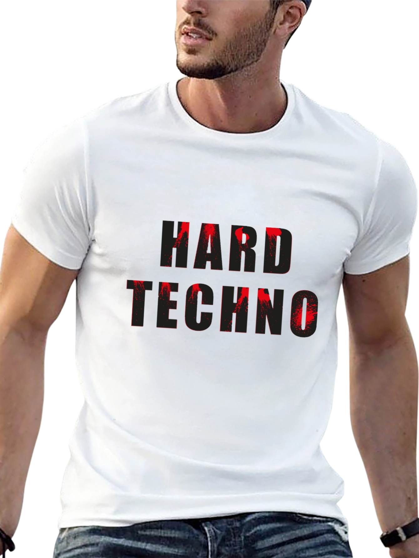 Hard Techno Graphic Print T-Shirt - Black