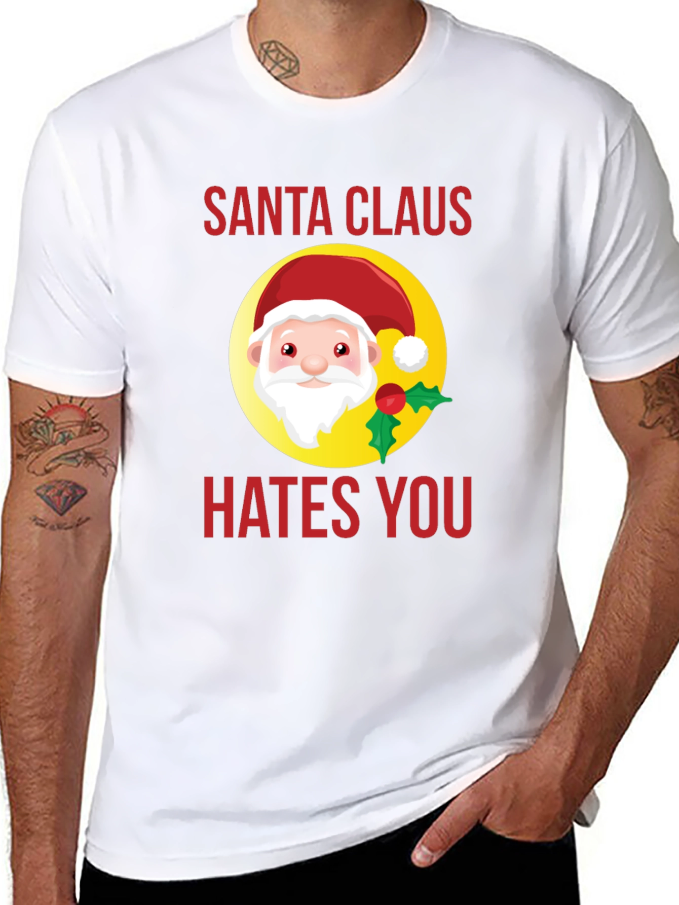 Santa Hates You Graphic Tee - Holiday Humor