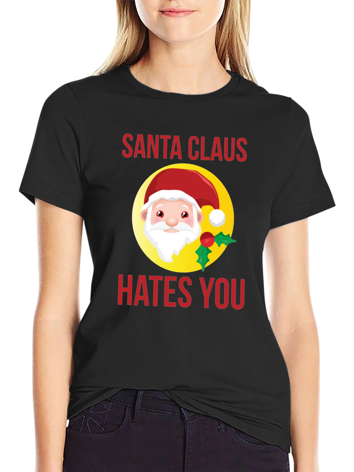 Santa Hates You Graphic Tee - Holiday Humor