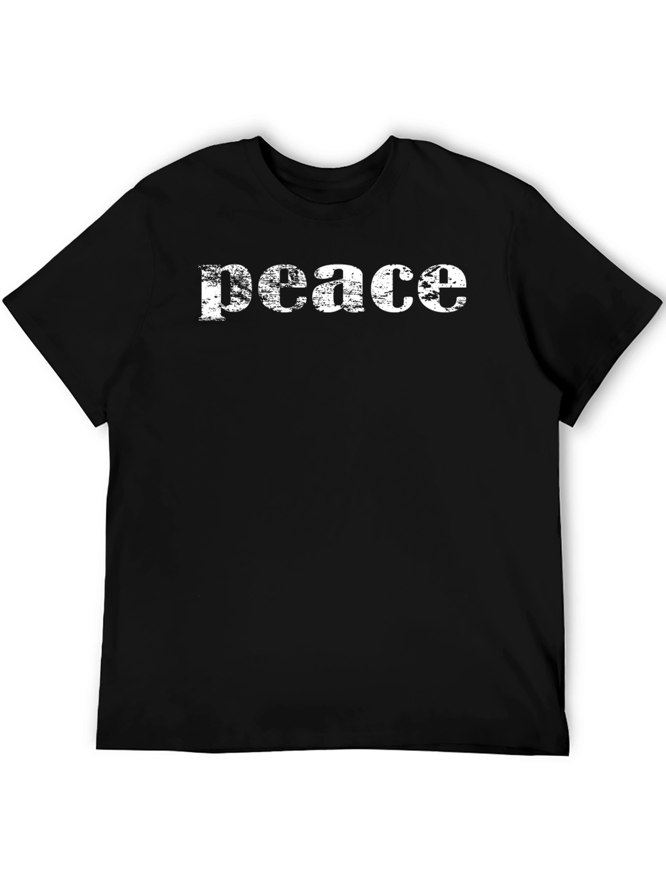 Peace Black T-Shirt - Distressed Print