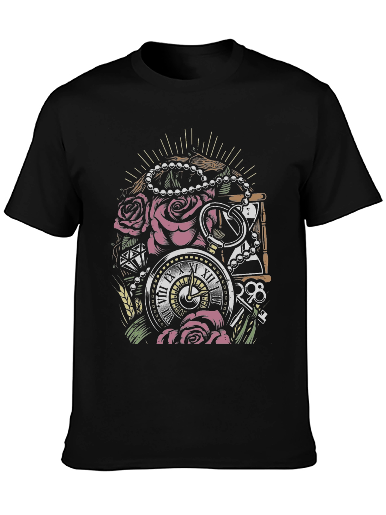 Pocket Watch Roses Graphic T-Shirt