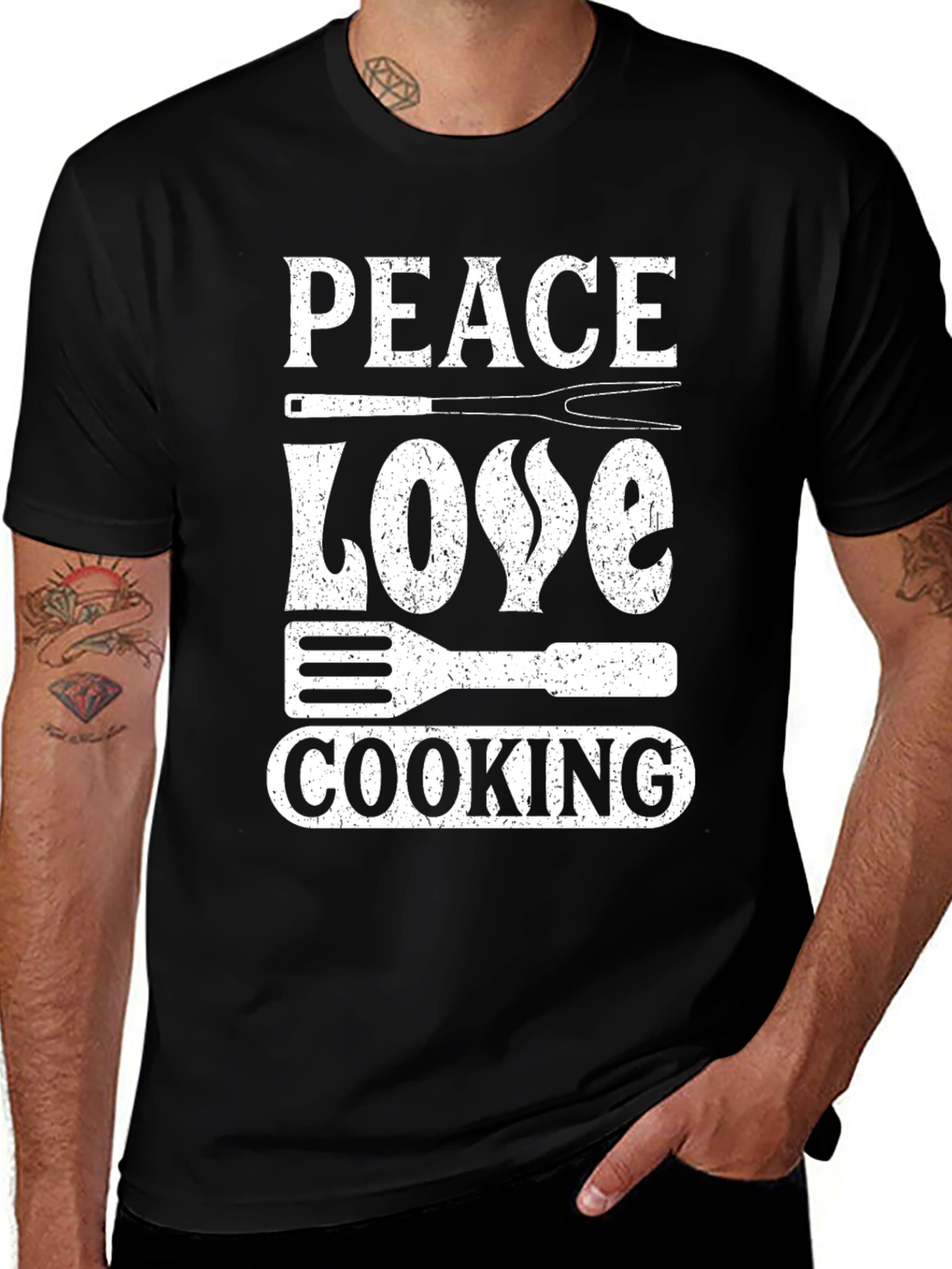 Peace Love Cooking Graphic T-Shirt