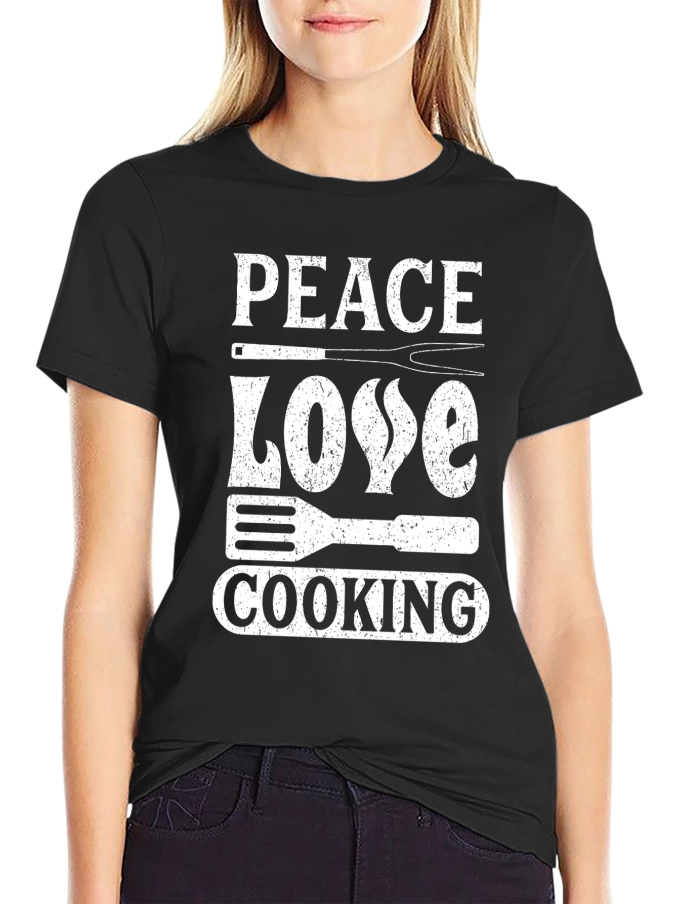 Peace Love Cooking Graphic T-Shirt