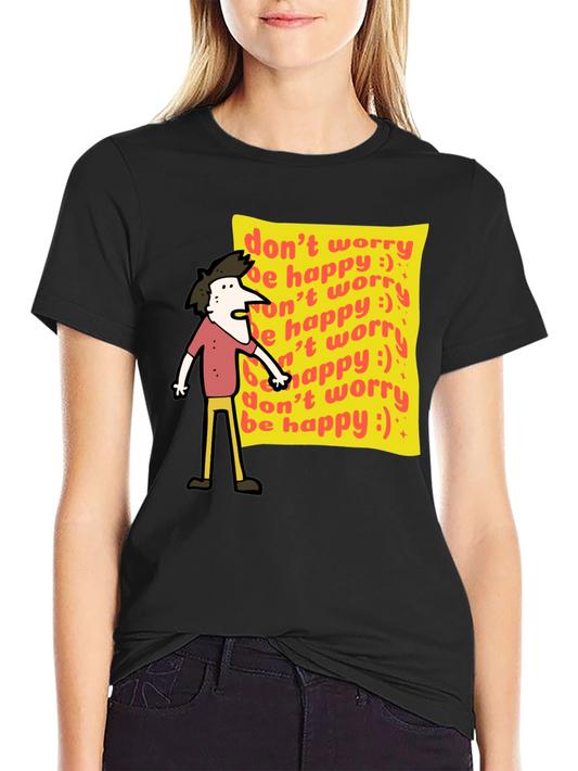 Dont Worry Be Happy Graphic Tee - Black