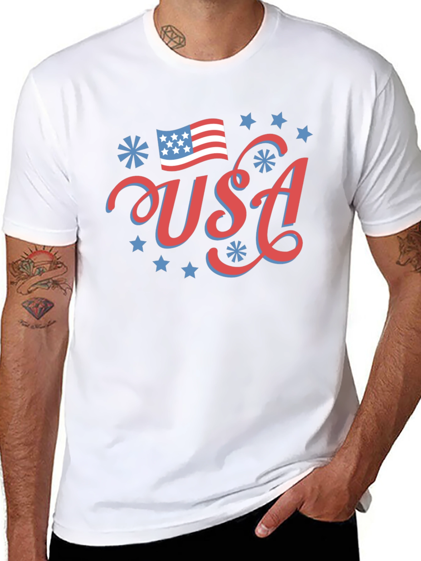 Patriotic USA Graphic Tee - Black