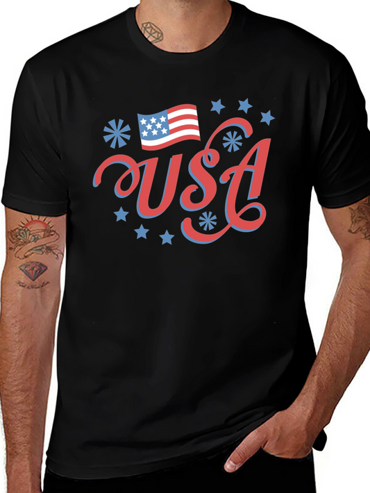 Patriotic USA Graphic Tee - Black