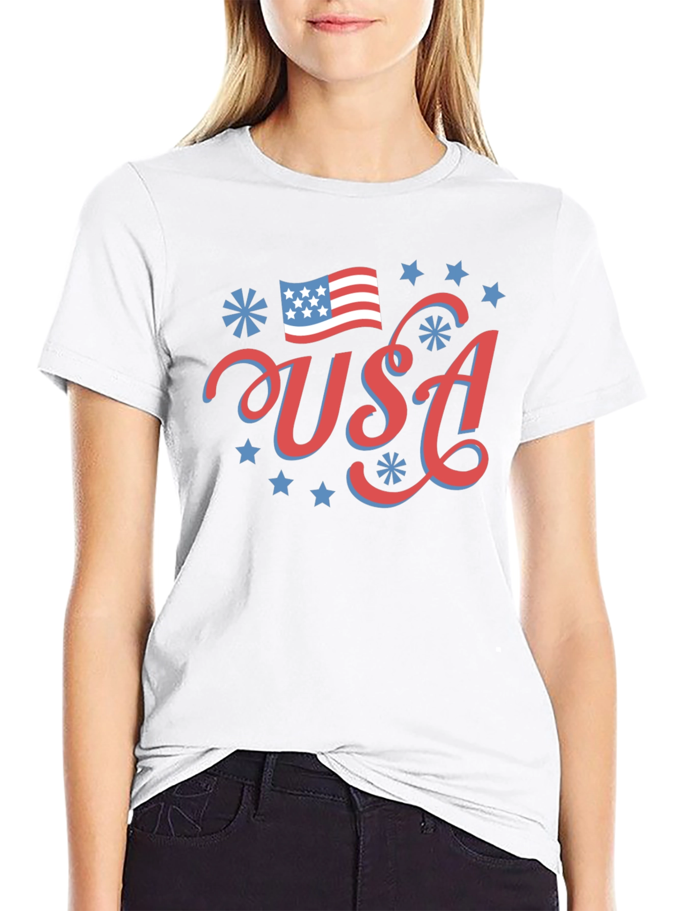 Patriotic USA Graphic Tee - Black