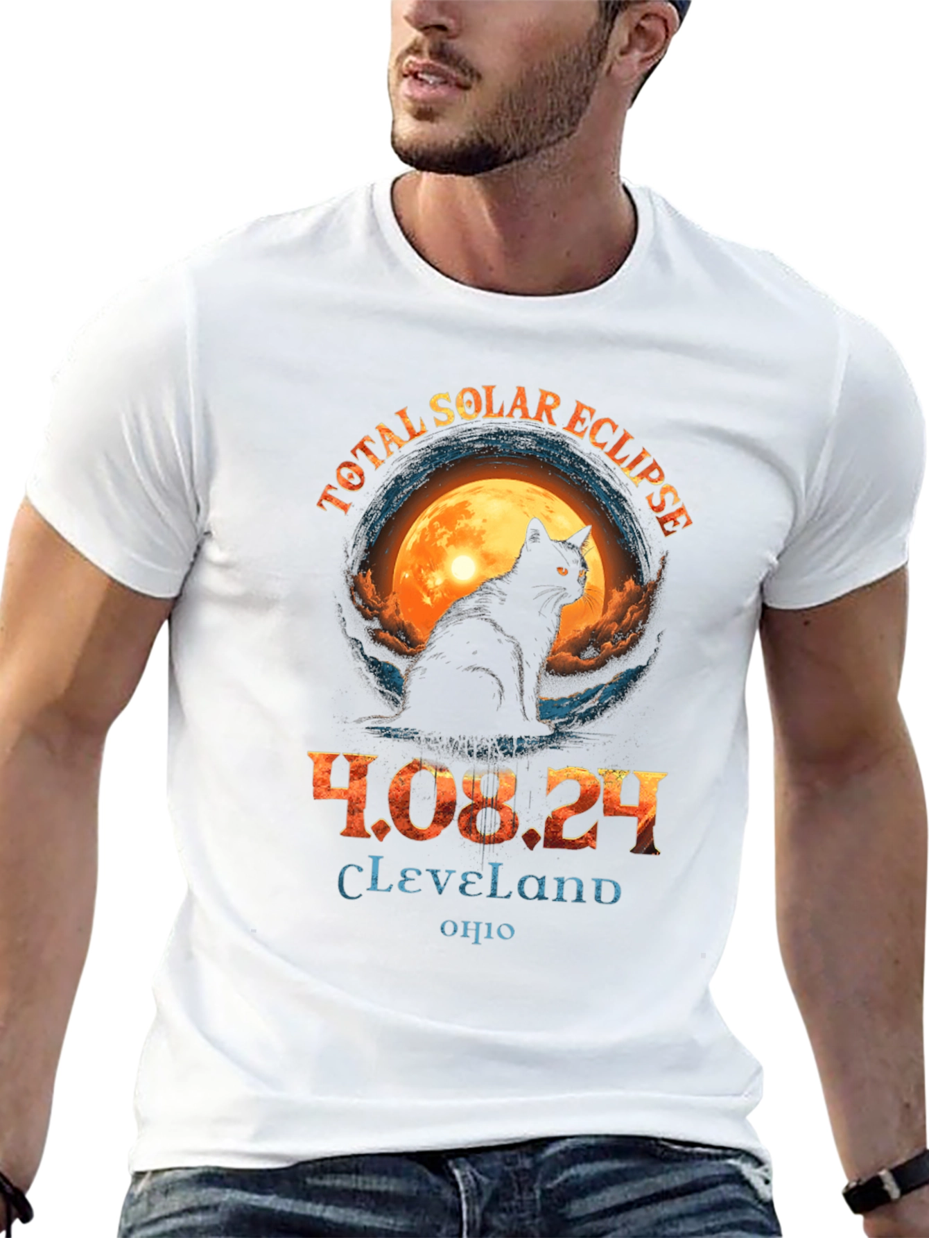 Total Solar Eclipse 2024 Cat T-Shirt