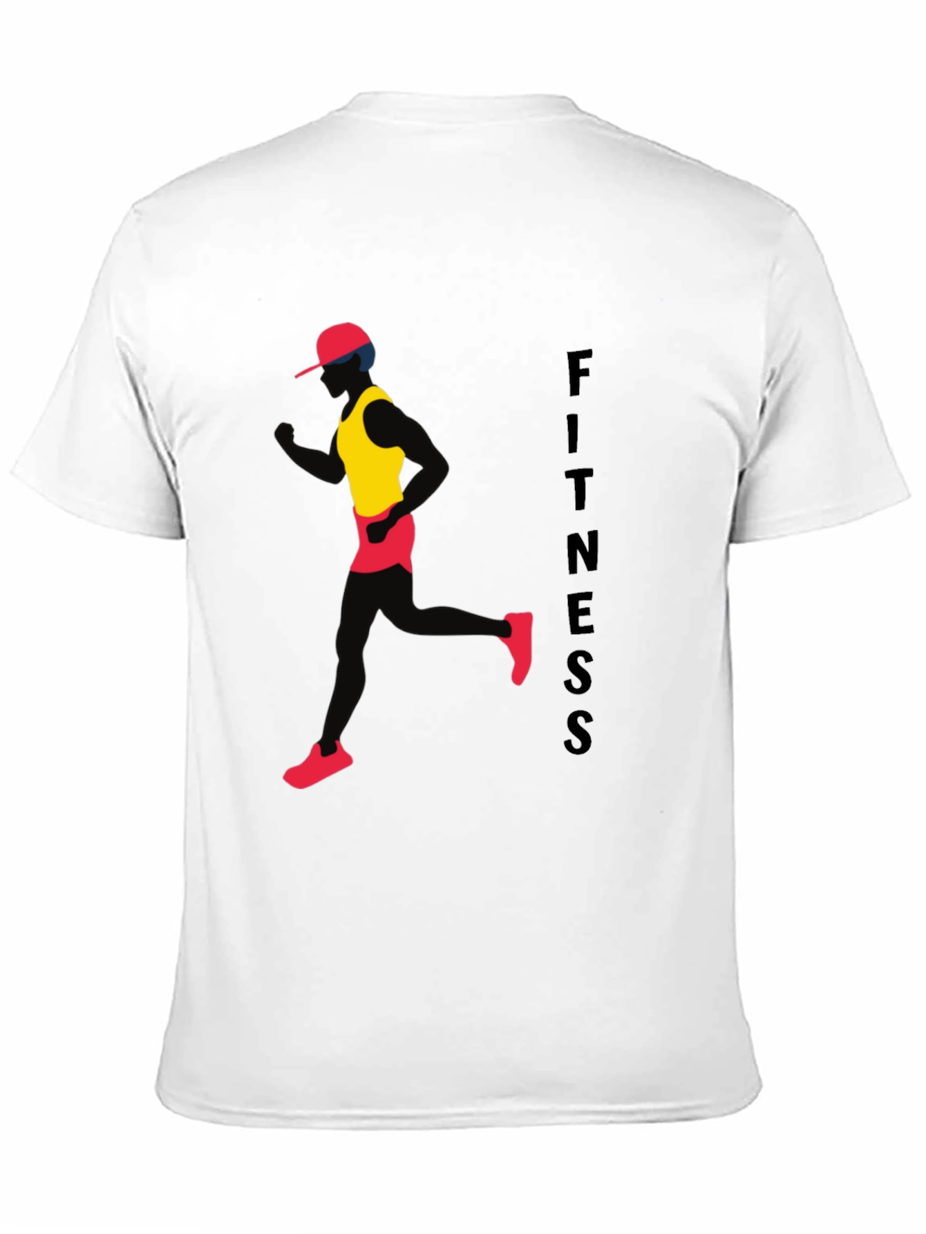 Fitness Black T-Shirt Running Man Design
