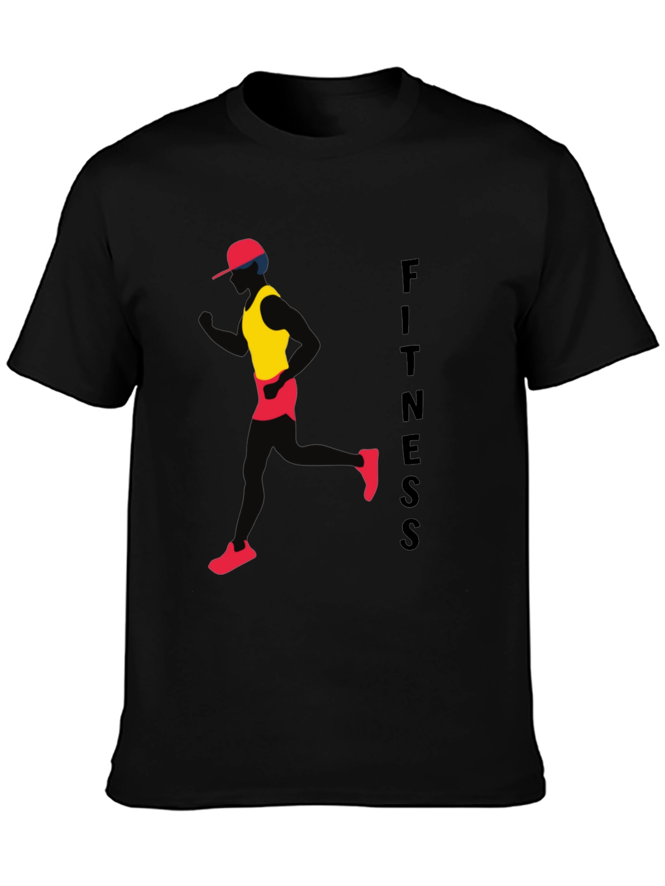 Fitness Black T-Shirt Running Man Design