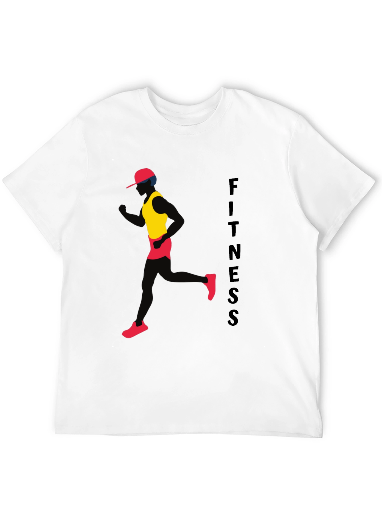 Fitness Black T-Shirt Running Man Design