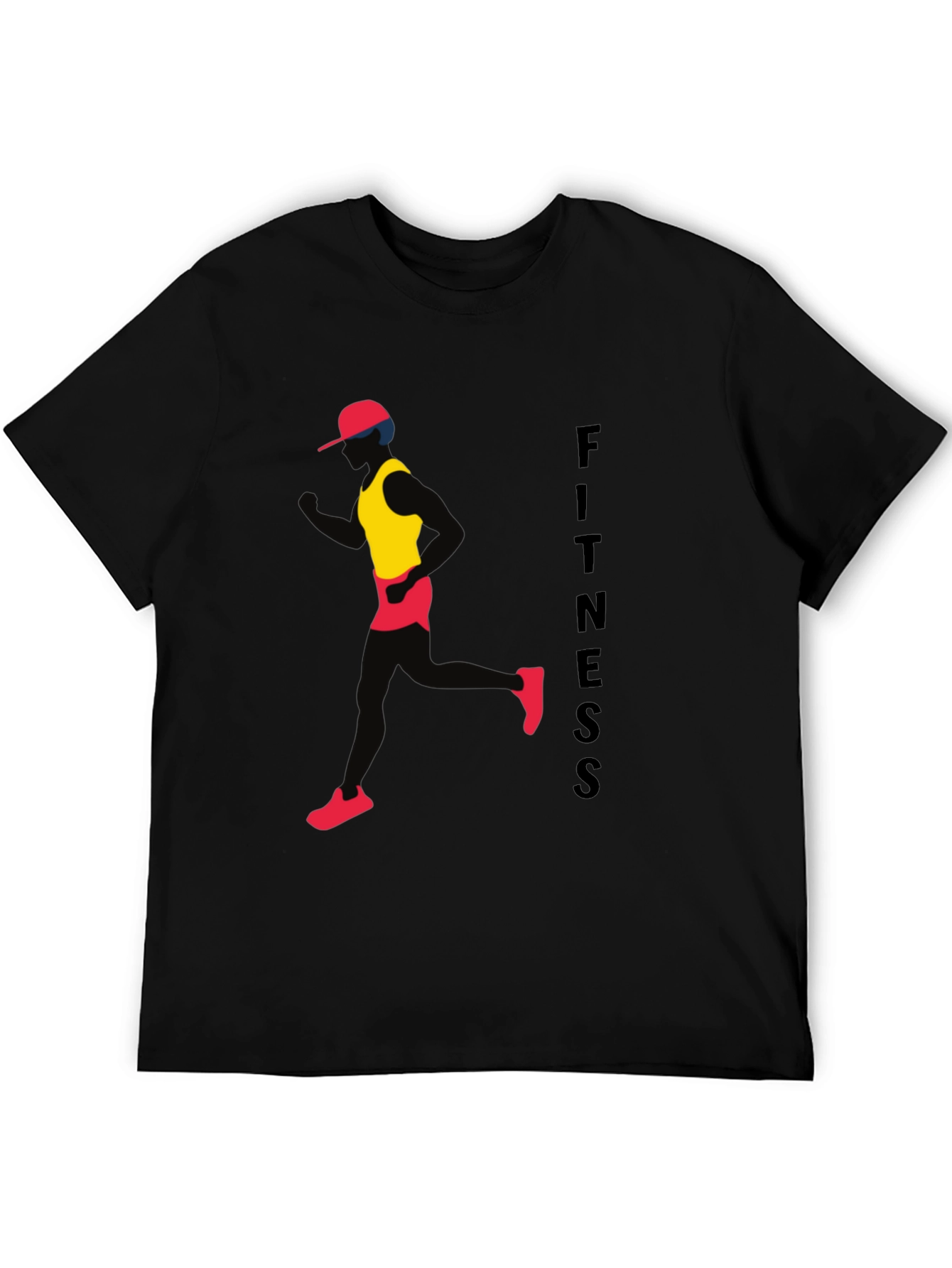 Fitness Black T-Shirt Running Man Design