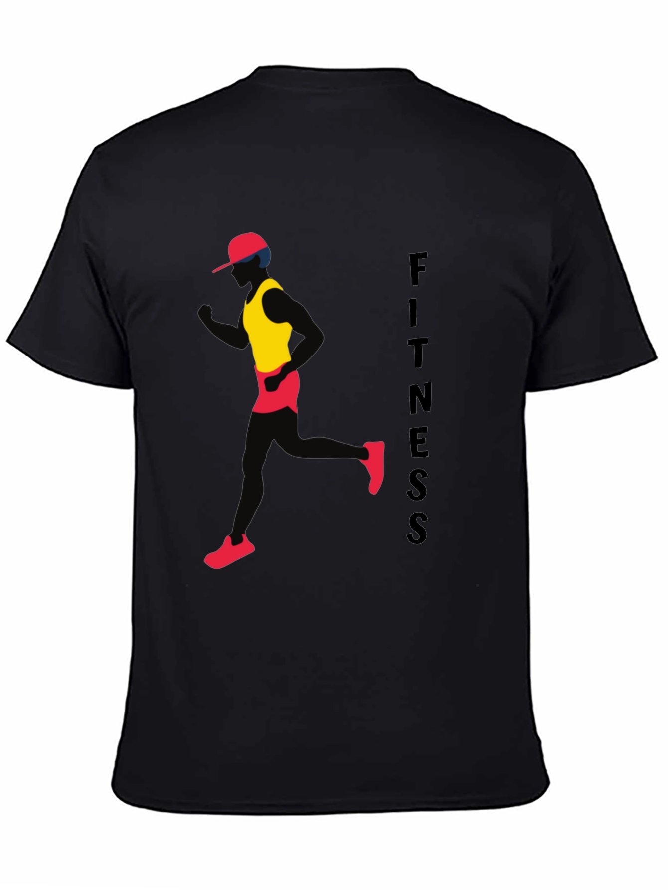 Fitness Black T-Shirt Running Man Design