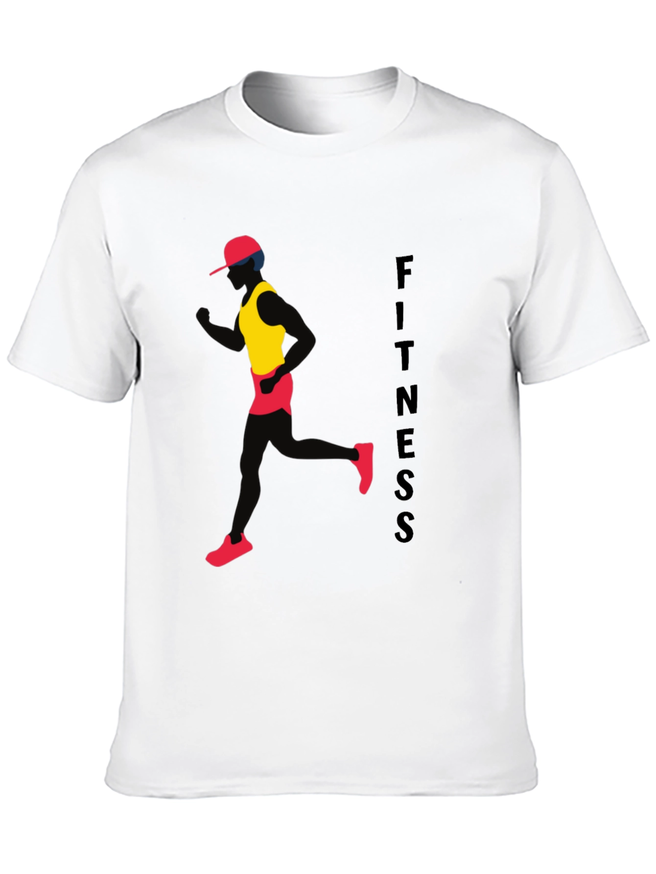 Fitness Black T-Shirt Running Man Design