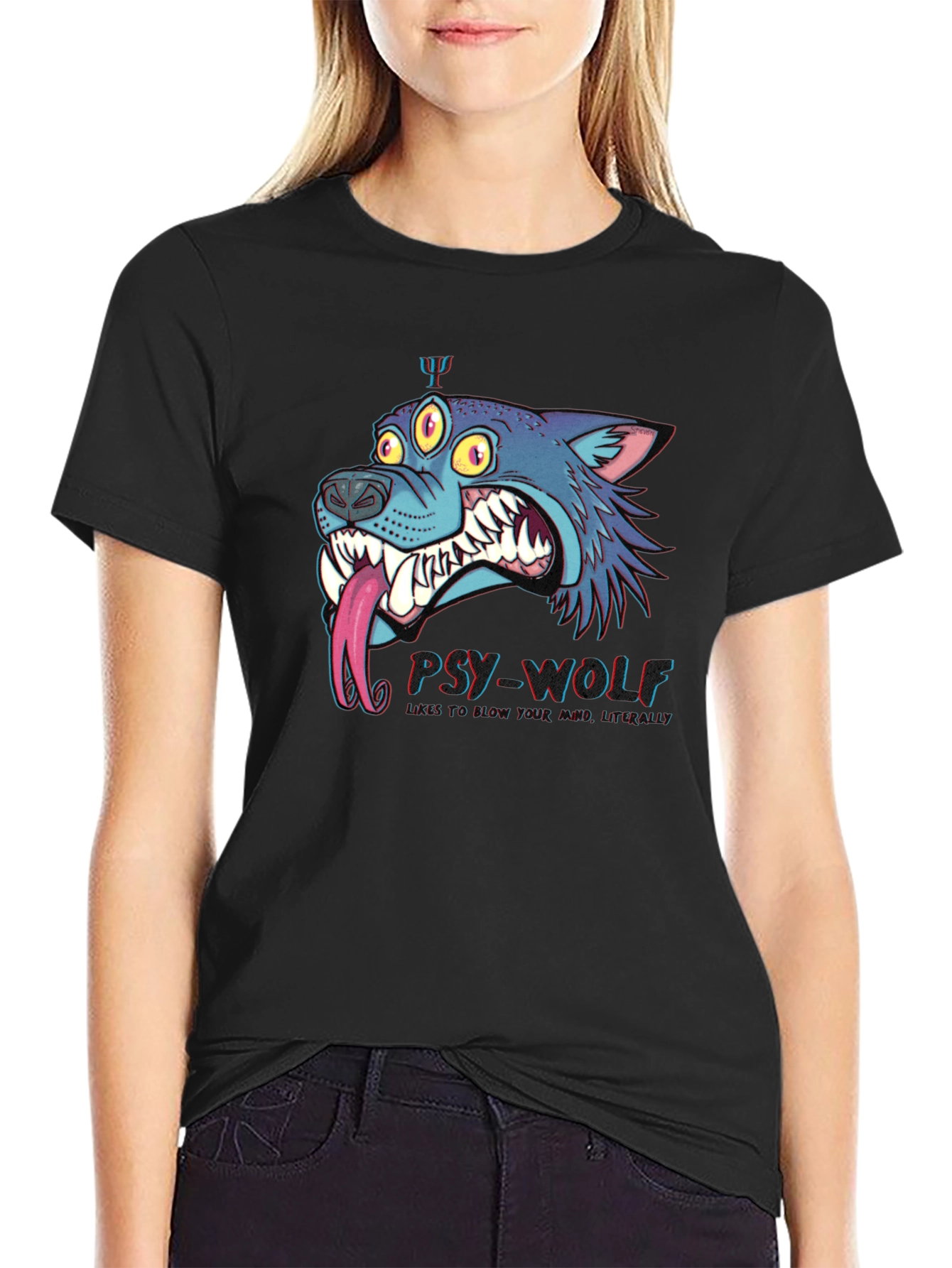 Psy-Wolf Graphic T-Shirt - Unique & Edgy Design