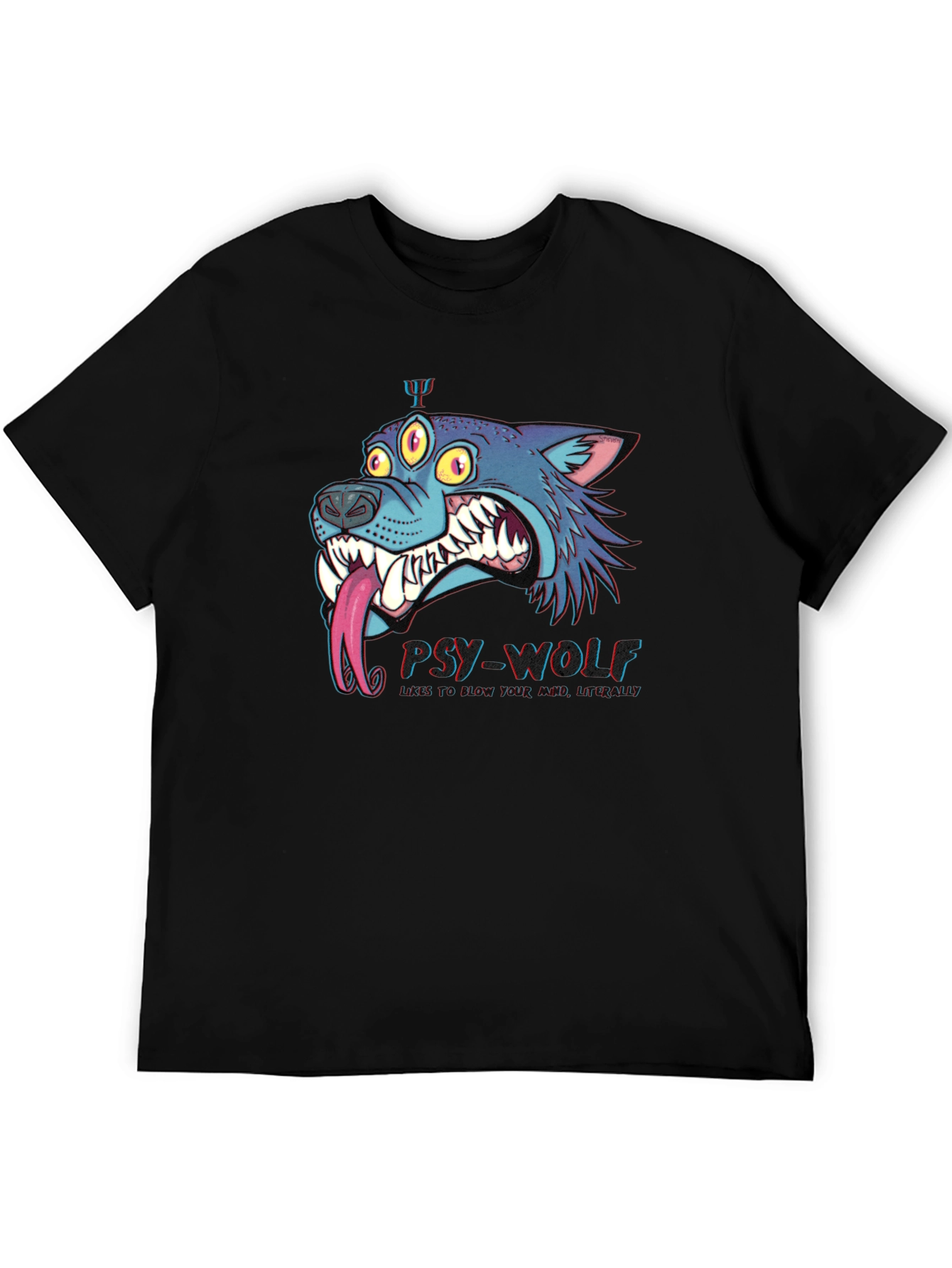 Psy-Wolf Graphic T-Shirt - Unique & Edgy Design