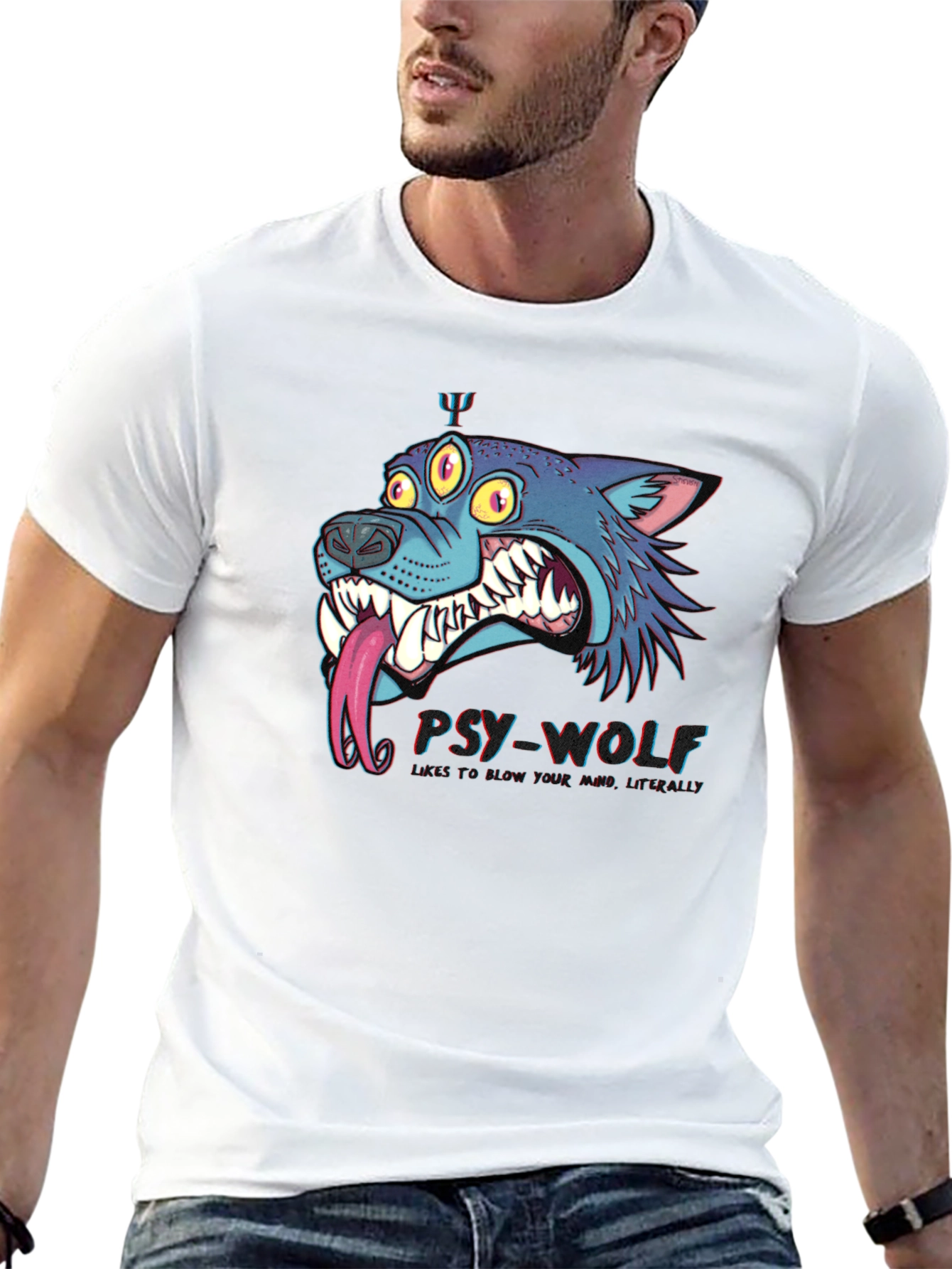Psy-Wolf Graphic T-Shirt - Unique & Edgy Design