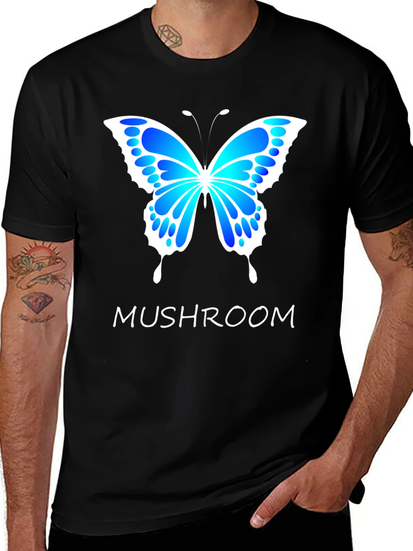 Mushroom Butterfly Graphic T-Shirt