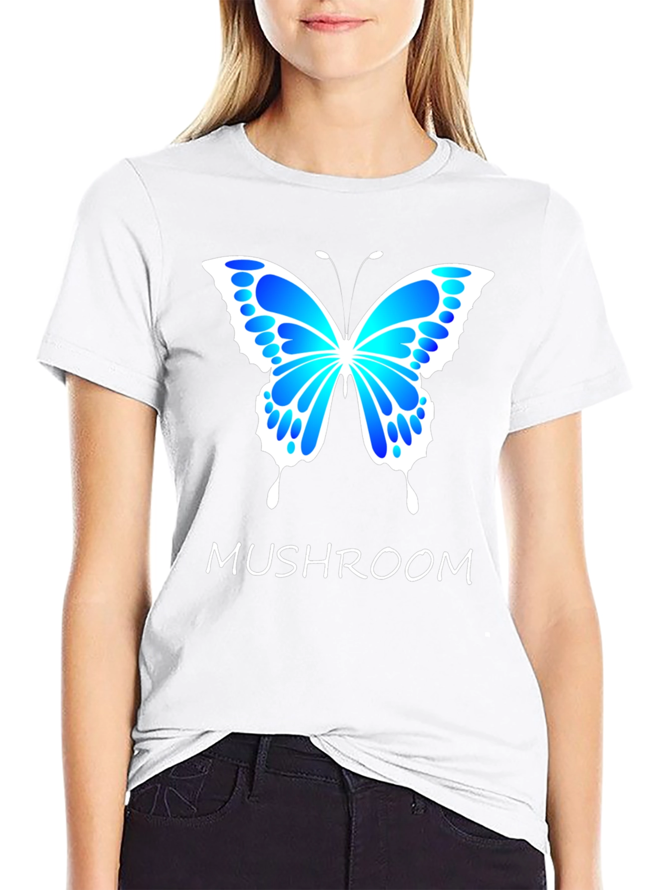 Mushroom Butterfly Graphic T-Shirt