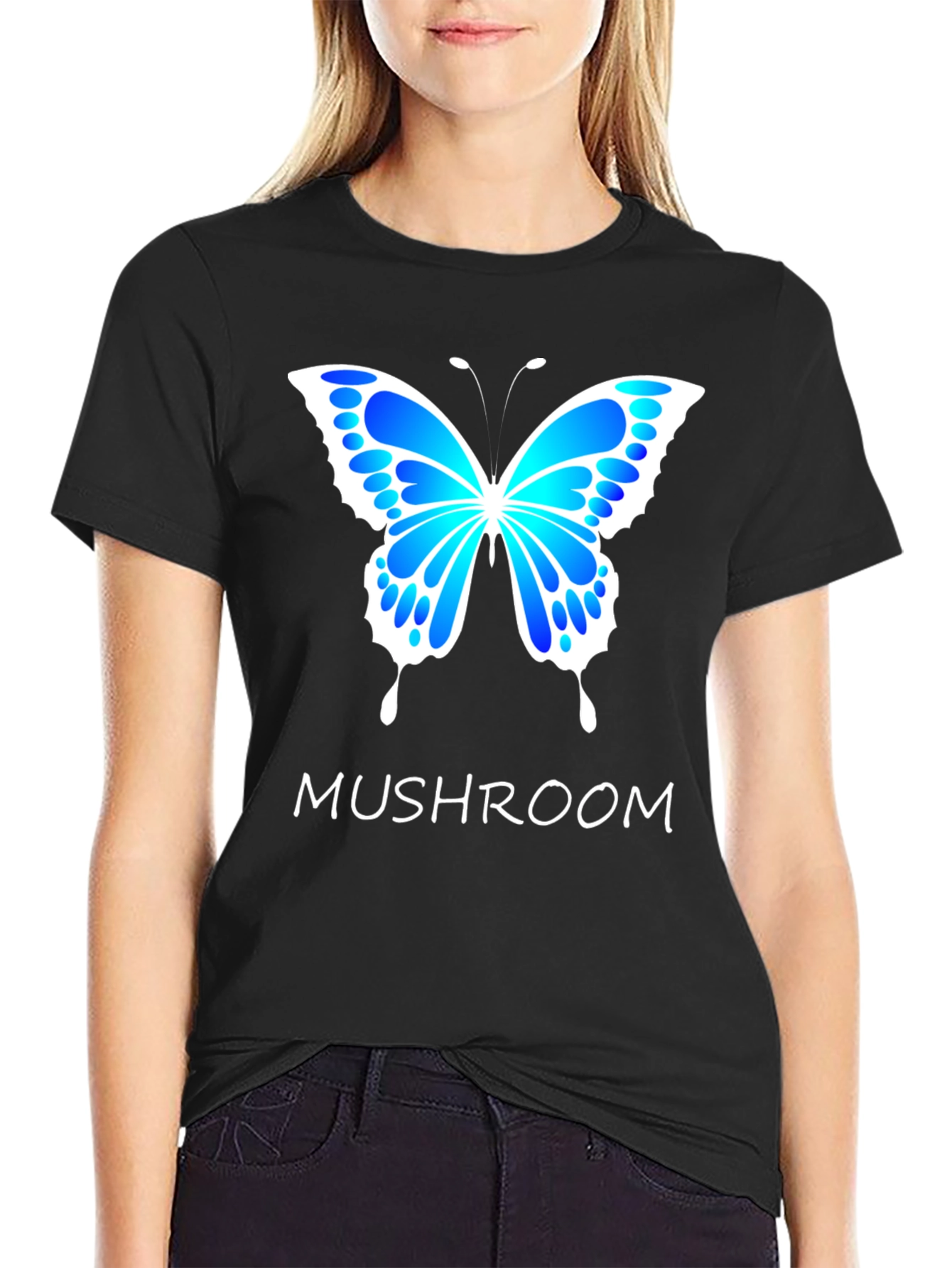 Mushroom Butterfly Graphic T-Shirt