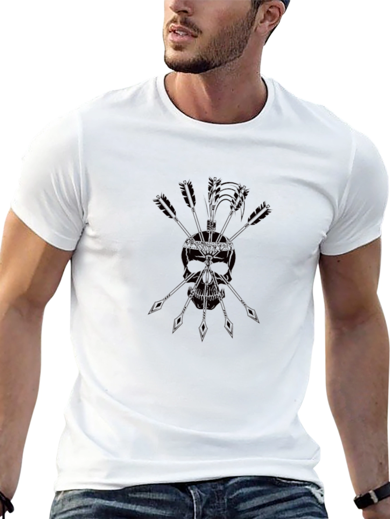 Skull & Arrow Graphic Black T-Shirt
