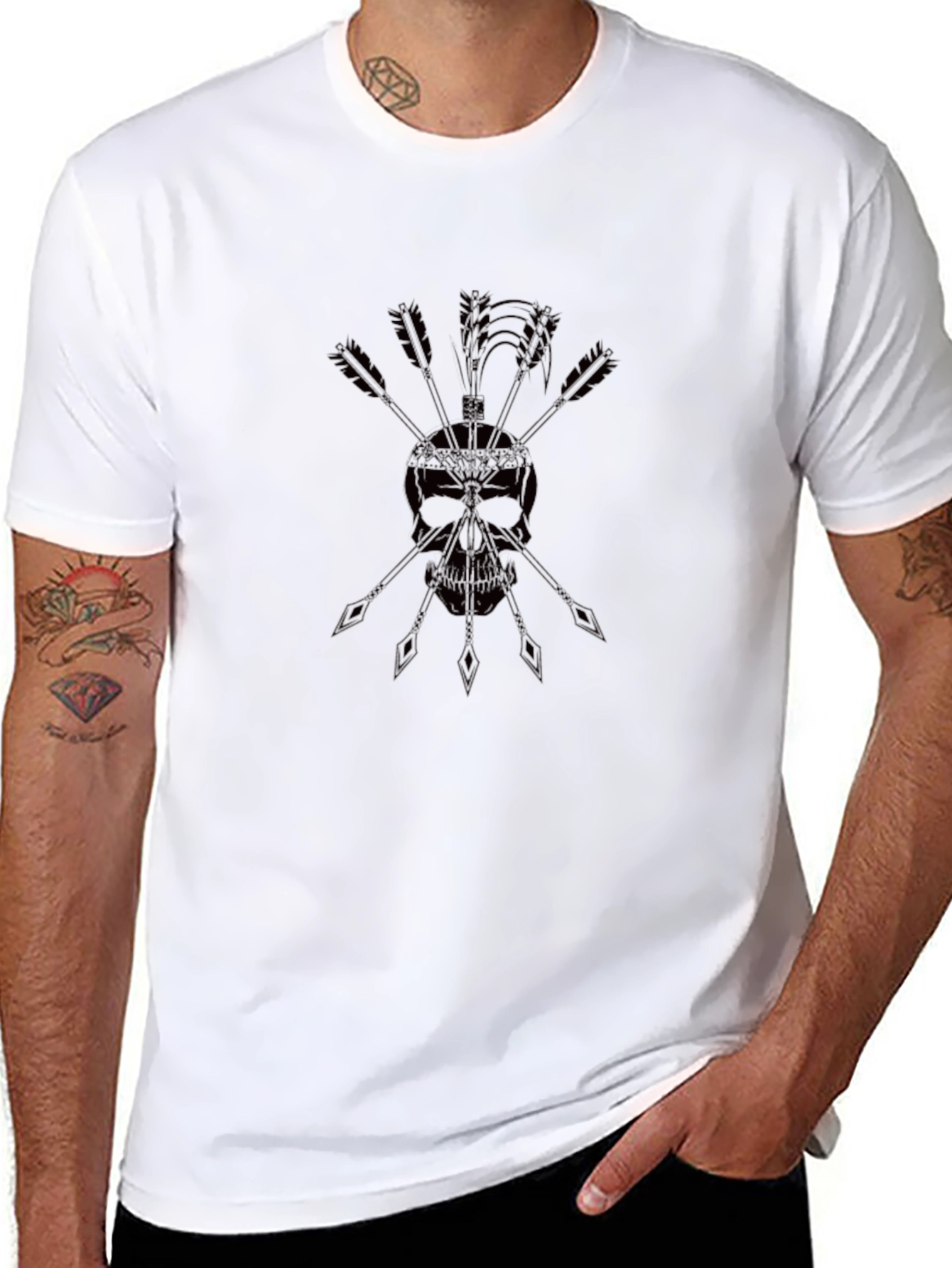Skull & Arrow Graphic Black T-Shirt