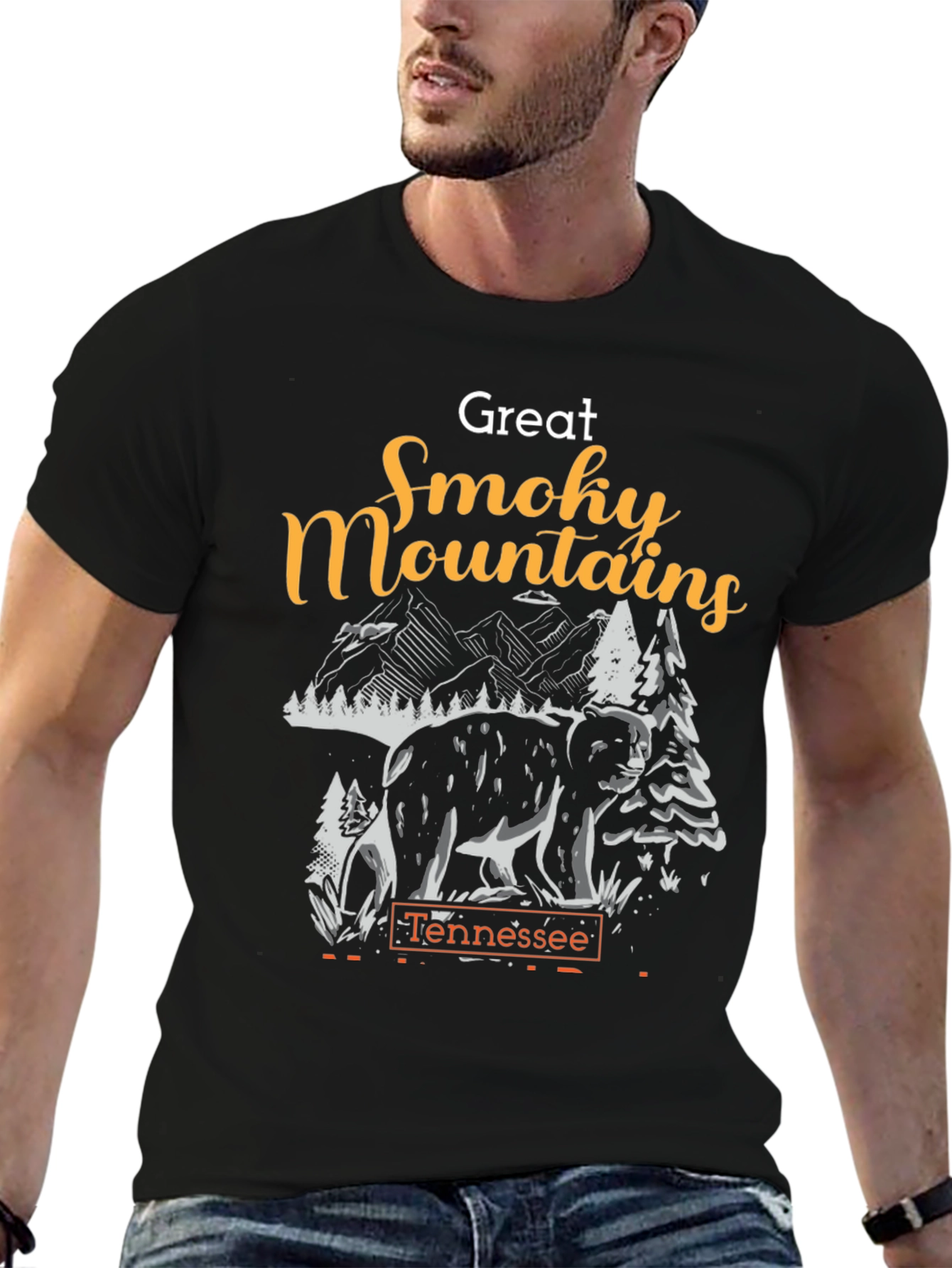 Great Smoky Mountains Tennessee Bear Graphic T-Shirt